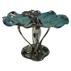 Art Nouveau WMF Fairy With Dove, Lily Visiting Card Tray