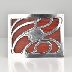Art Nouveau WMF Jewelry Box, Silverplated Pewter & Wood Veneered Panels