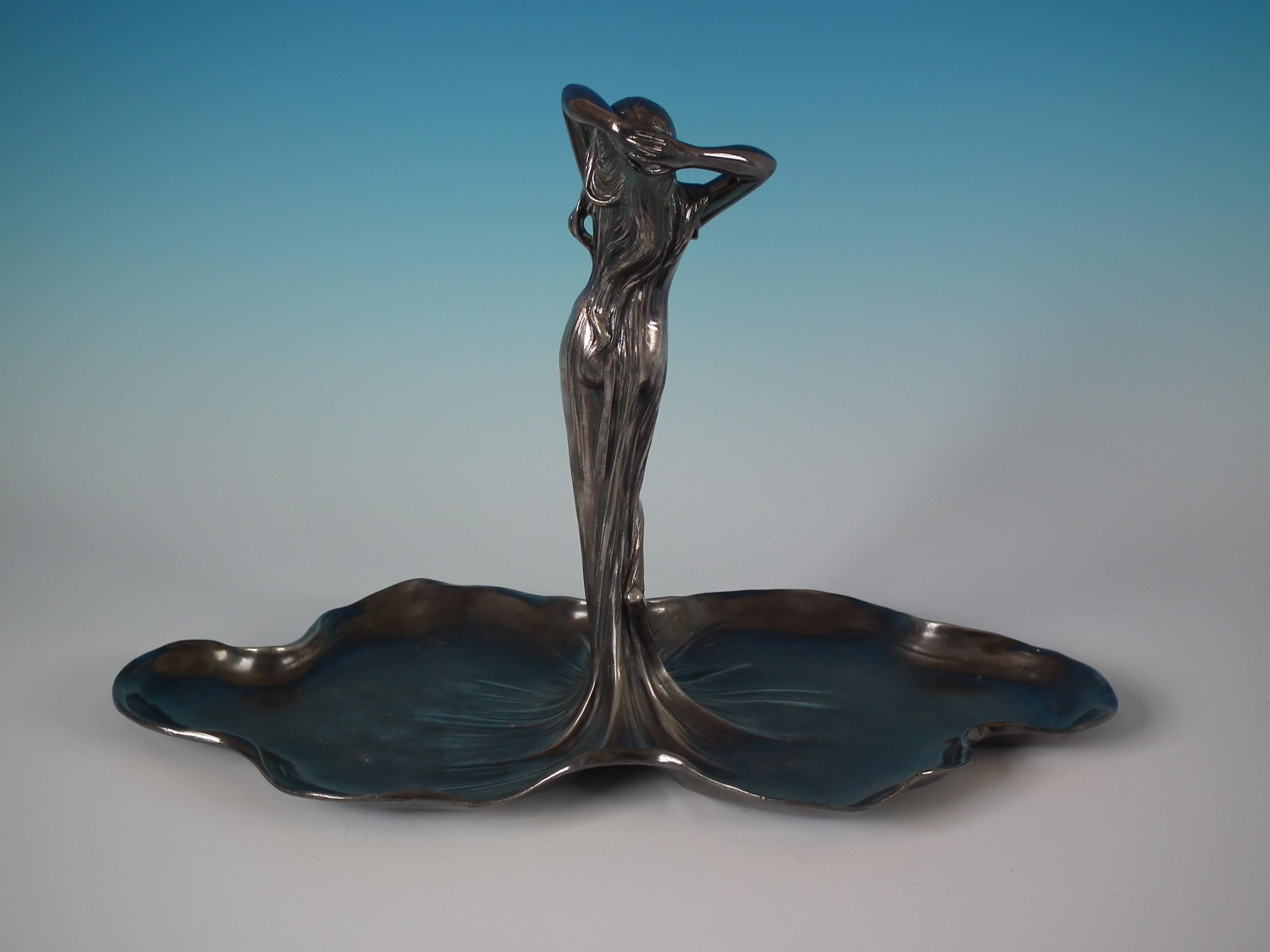 Art Nouveau WMF Maiden Twin Sectioned Fruit Dish In Fair Condition In Chelmsford, Essex