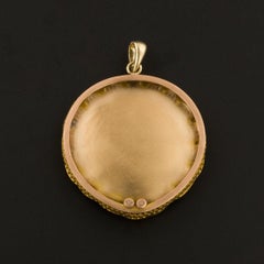 Jugendstil-Frau Emaille-Anhänger aus 14k Gold