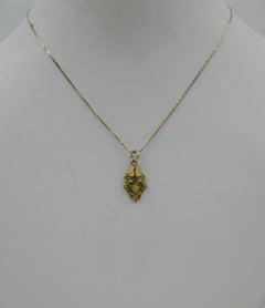 Art Nouveau Woman Goddess Rose Cut Diamond Pendant 14 Karat Gold Belle Époque