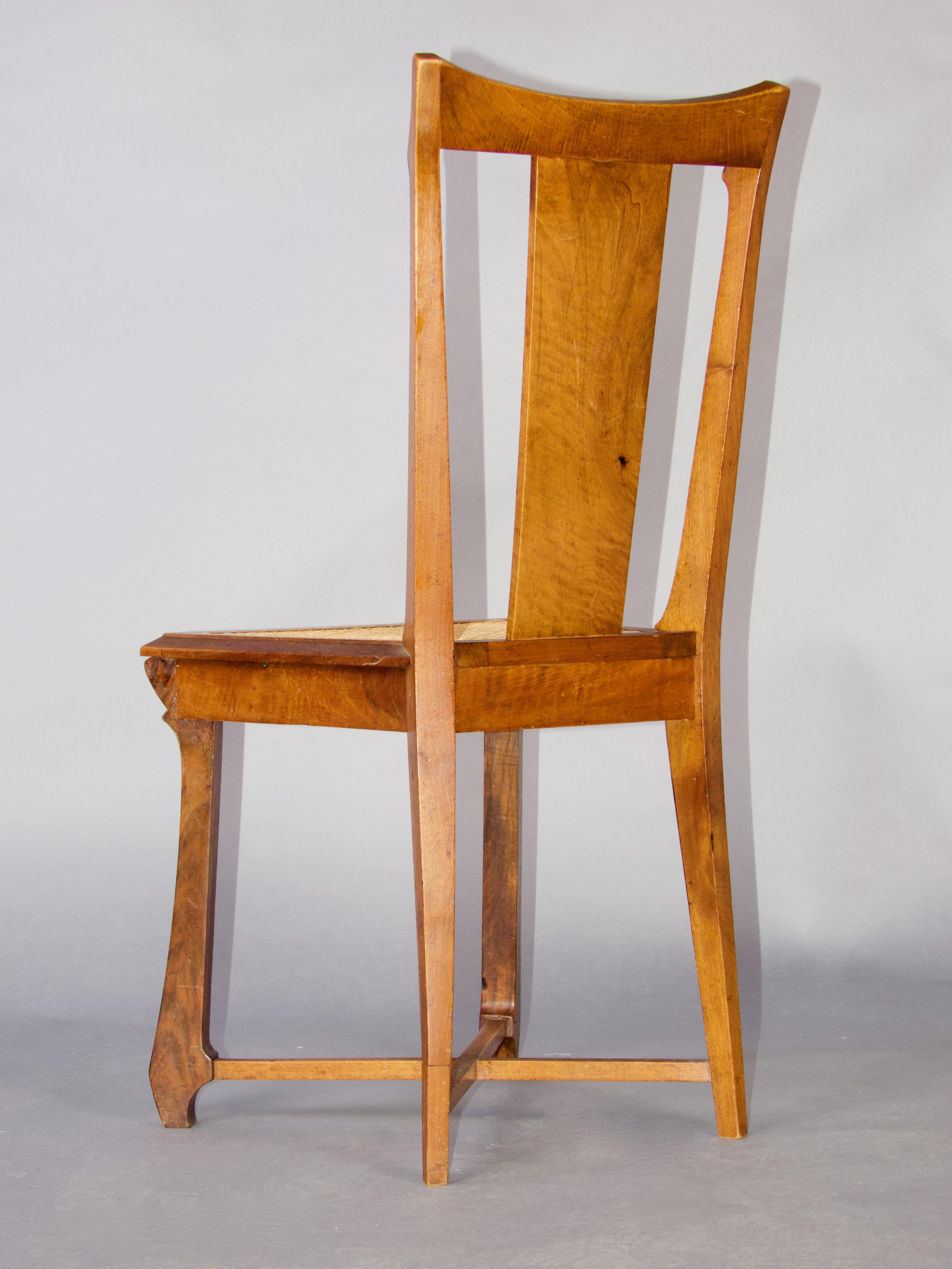 Europeo Sedia in legno e rattan in stile Art Nouveau in vendita