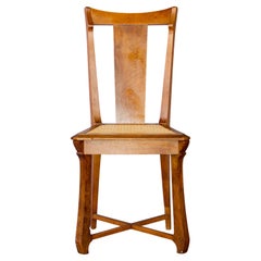 Art nouveau wood and rattan chair