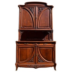 Art Nouveau Wood Carved French Buffet, 1900s