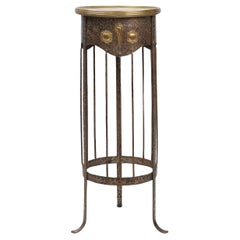 Art Nouveau wrought iron and brass high console in the manner of The Wiener Sece