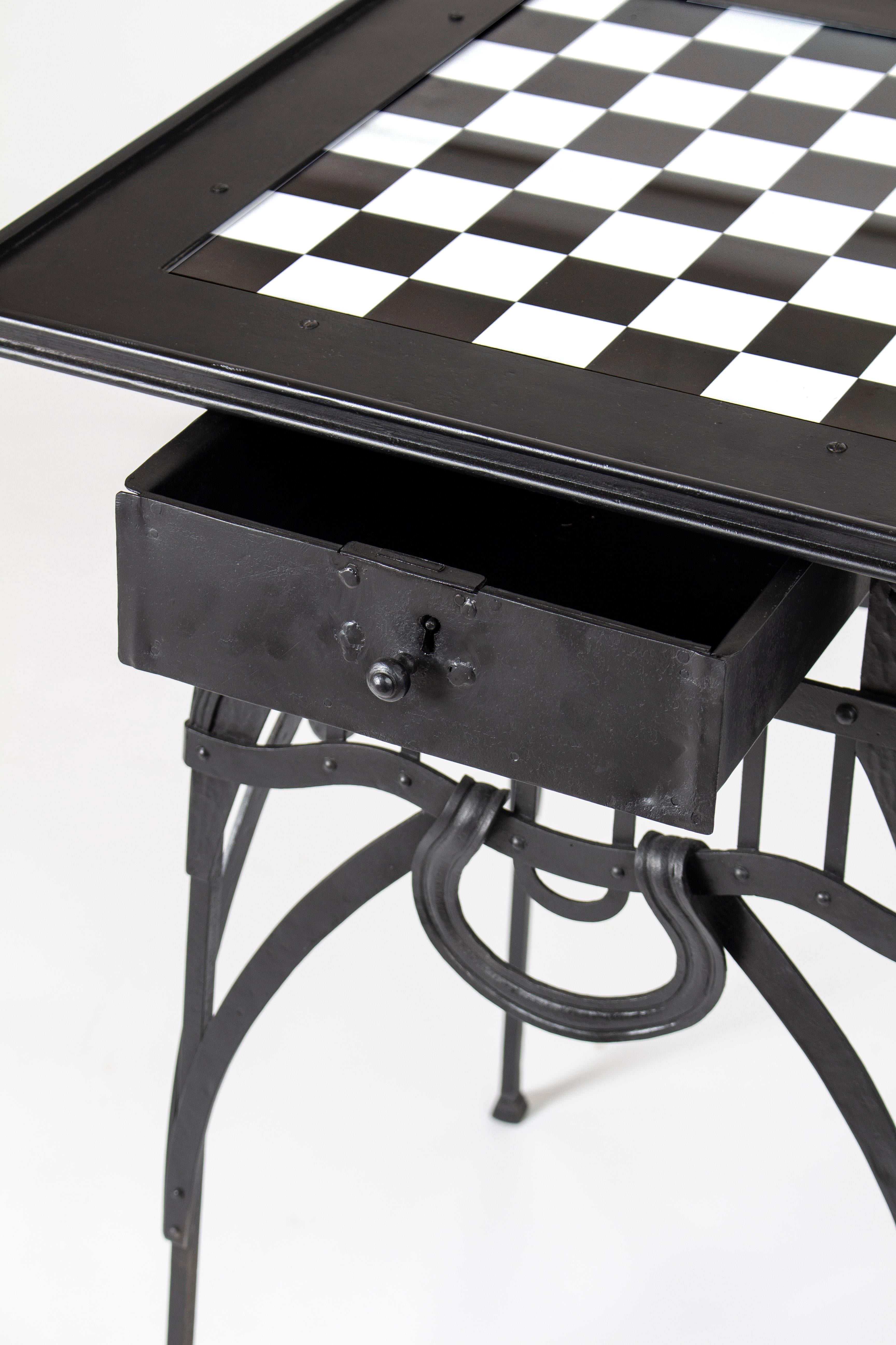 Art Nouveau Wrought Iron Chess Table, 1900s In Good Condition In Budapest, HU