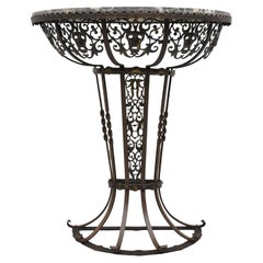 Art Nouveau Schmiedeeisen Demilune Marmorplatte Konsole Hall Tisch Atr Oscar Bach