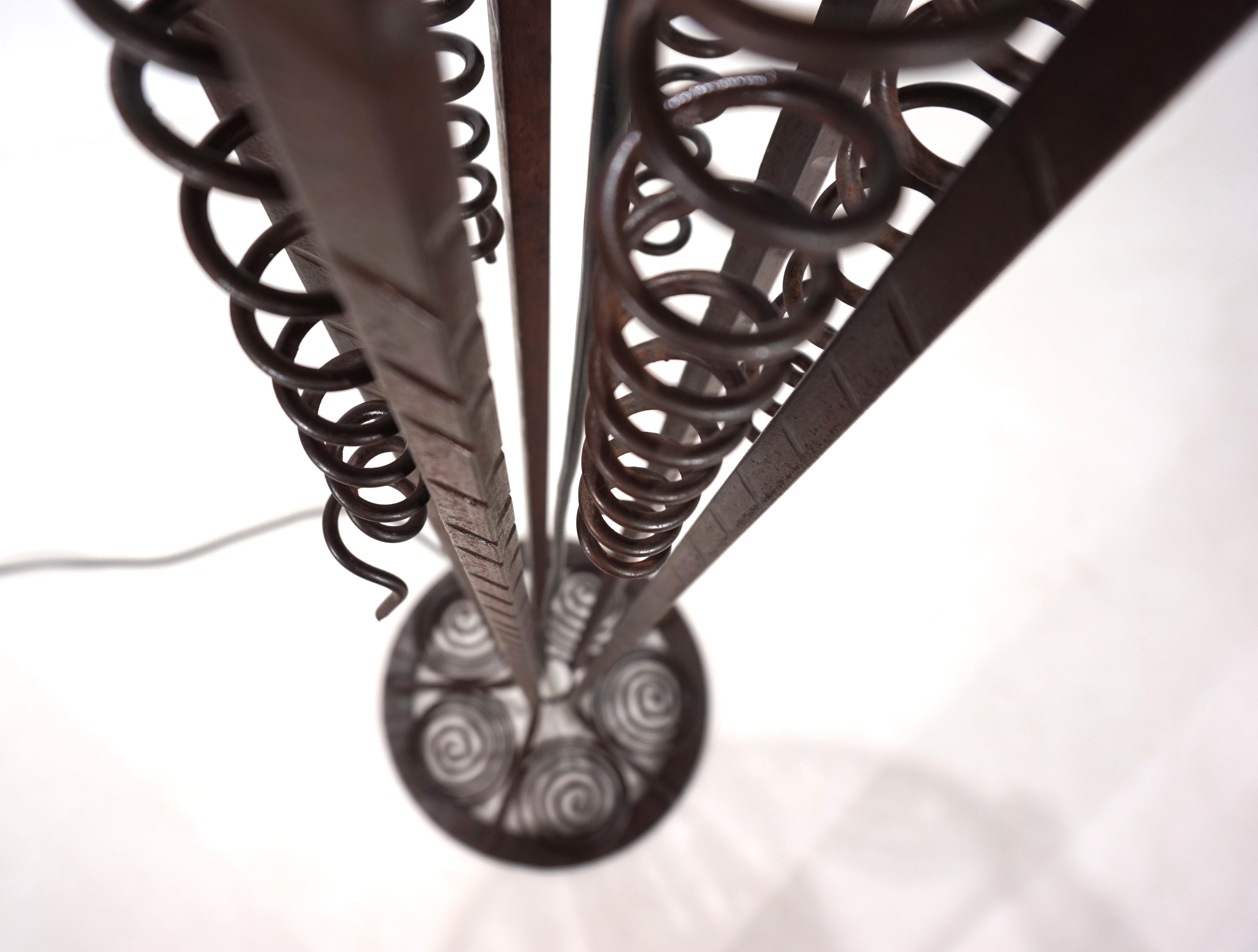 Wrought Iron Art Nouveau wrought iron floor lamp, 1920 For Sale