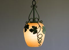 Art Nouveau Wrought Iron Grape Leaves Pendant