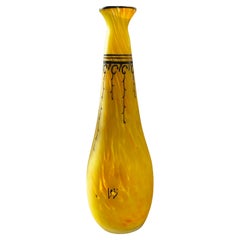 Art Nouveau Yellow Cased-Glass Bud Vase, signed Legras, France c.1900