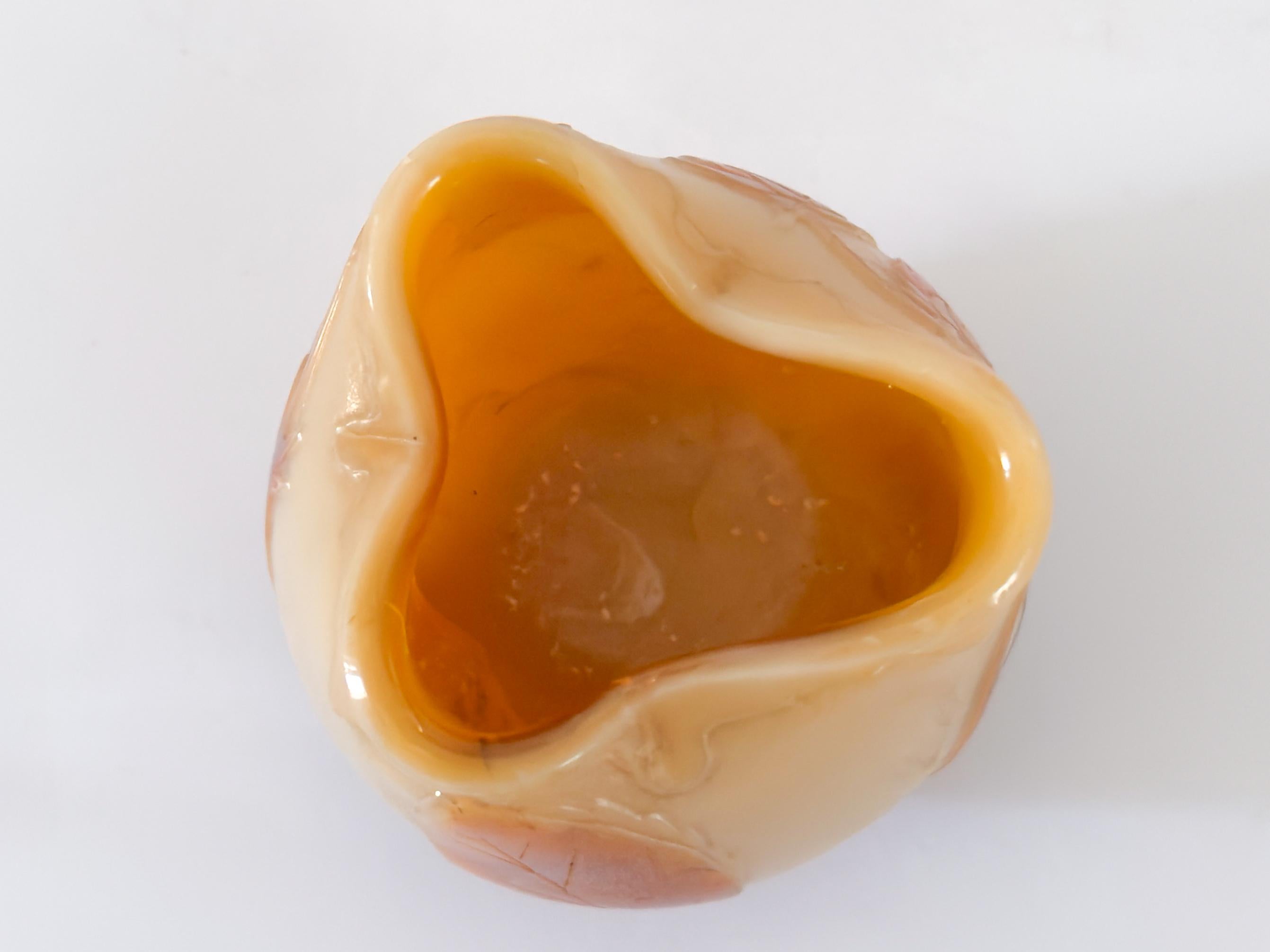 Art Glass Art Nouveau Yellow Glass Vase With Fruit, Legras, 1900s For Sale