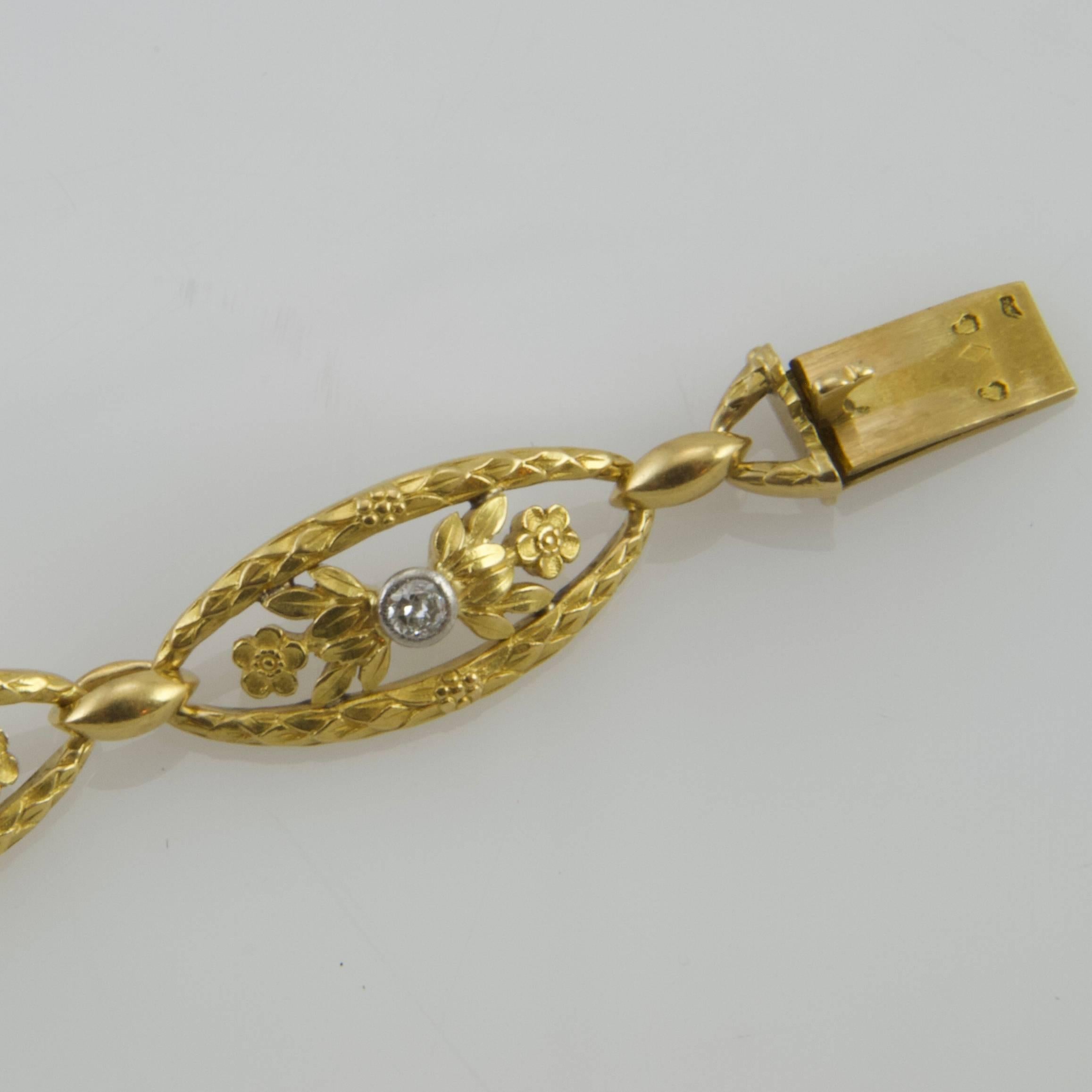 Art Nouveau Yellow Gold and Diamond Bracelet from Paris For Sale 2