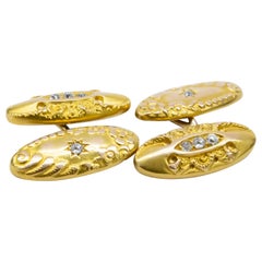 Art Nouveau Yellow Gold and Old Cut Diamond Cufflinks