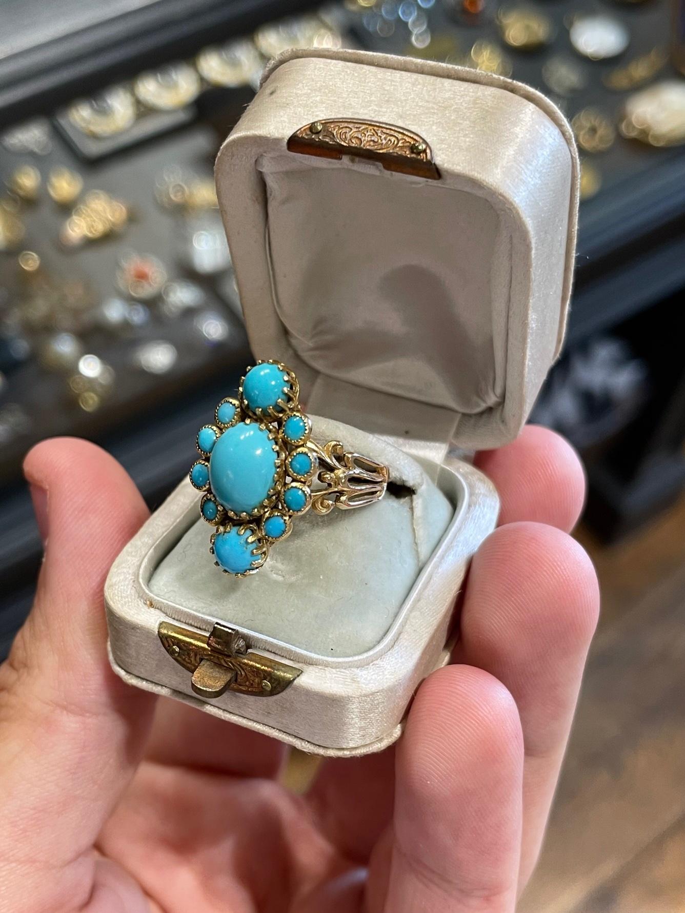 gold and turquoise rings