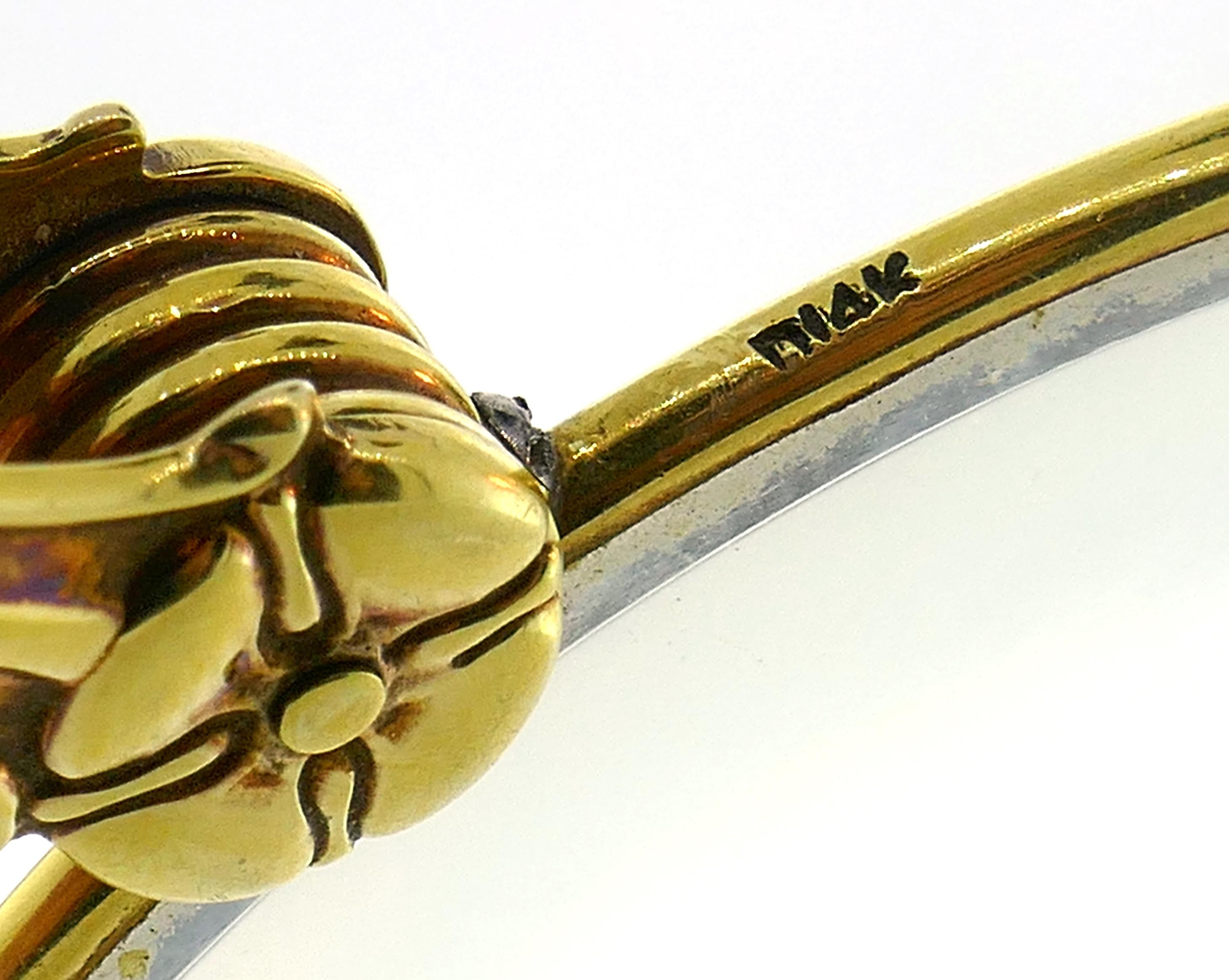 Women's or Men's Art Nouveau Yellow Gold Magnifying Glass Pendant