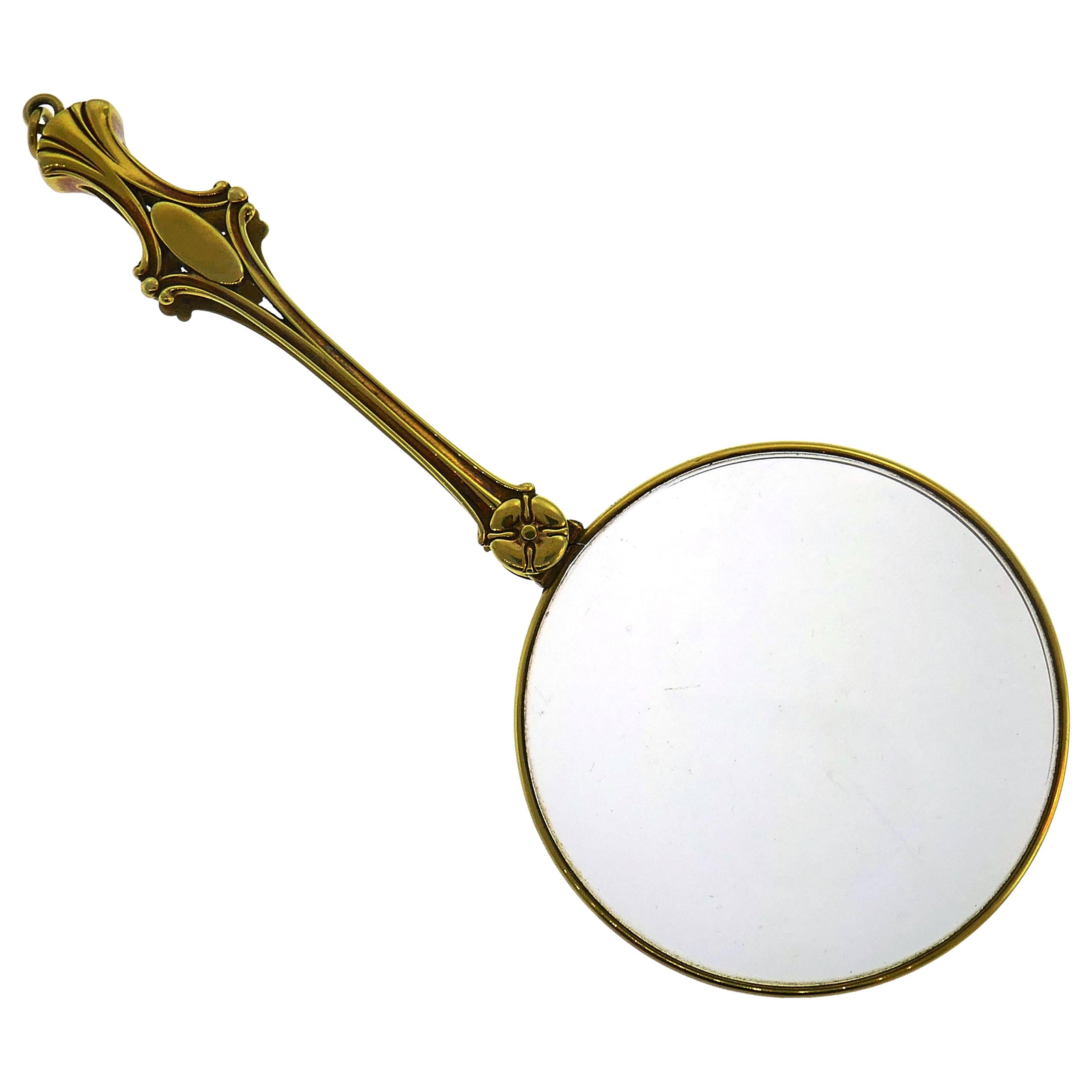 Art Nouveau Yellow Gold Magnifying Glass Pendant