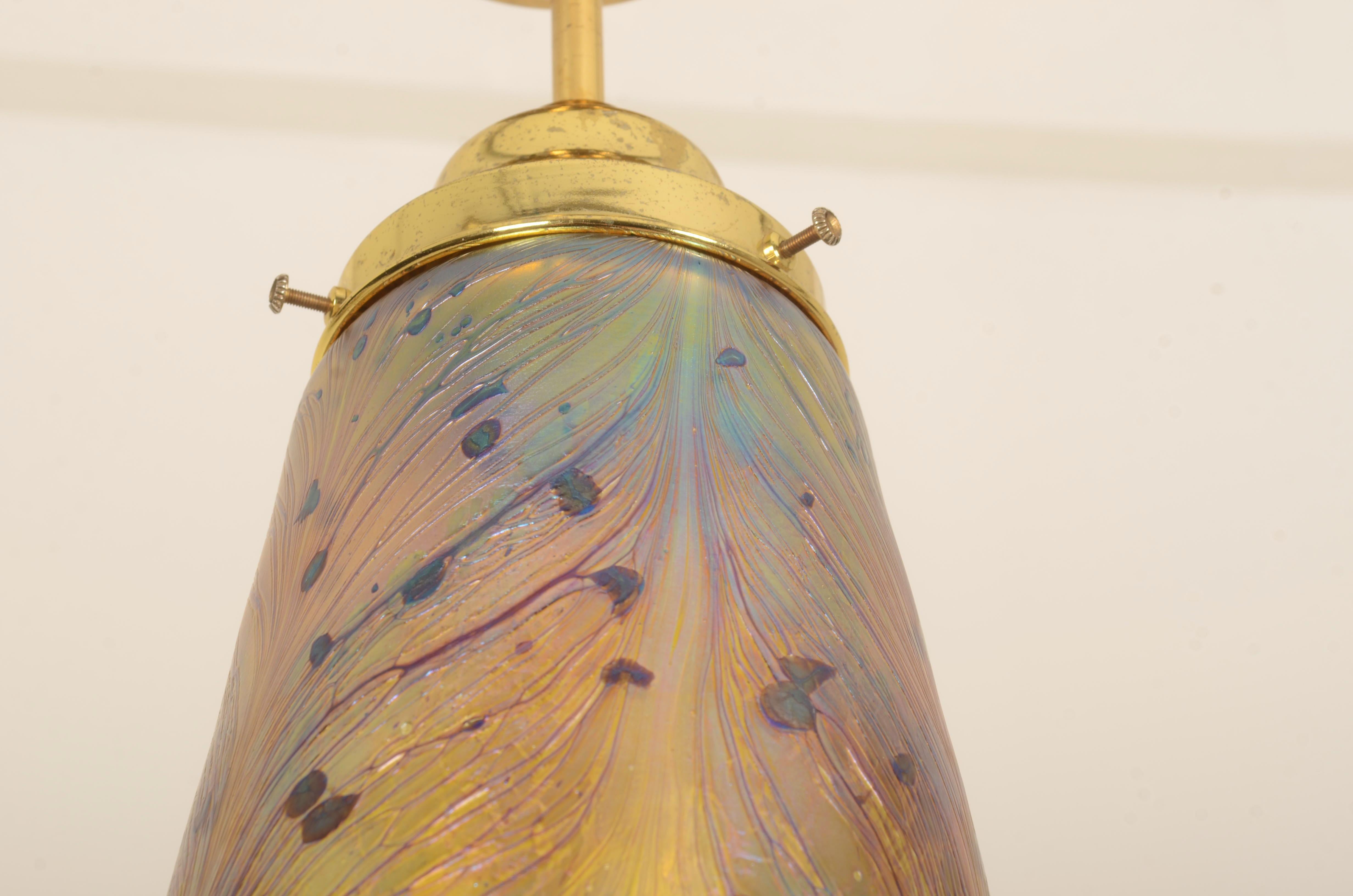 Ottone Lampada a sospensione in stile Art Nouveau giallo/oro in vendita