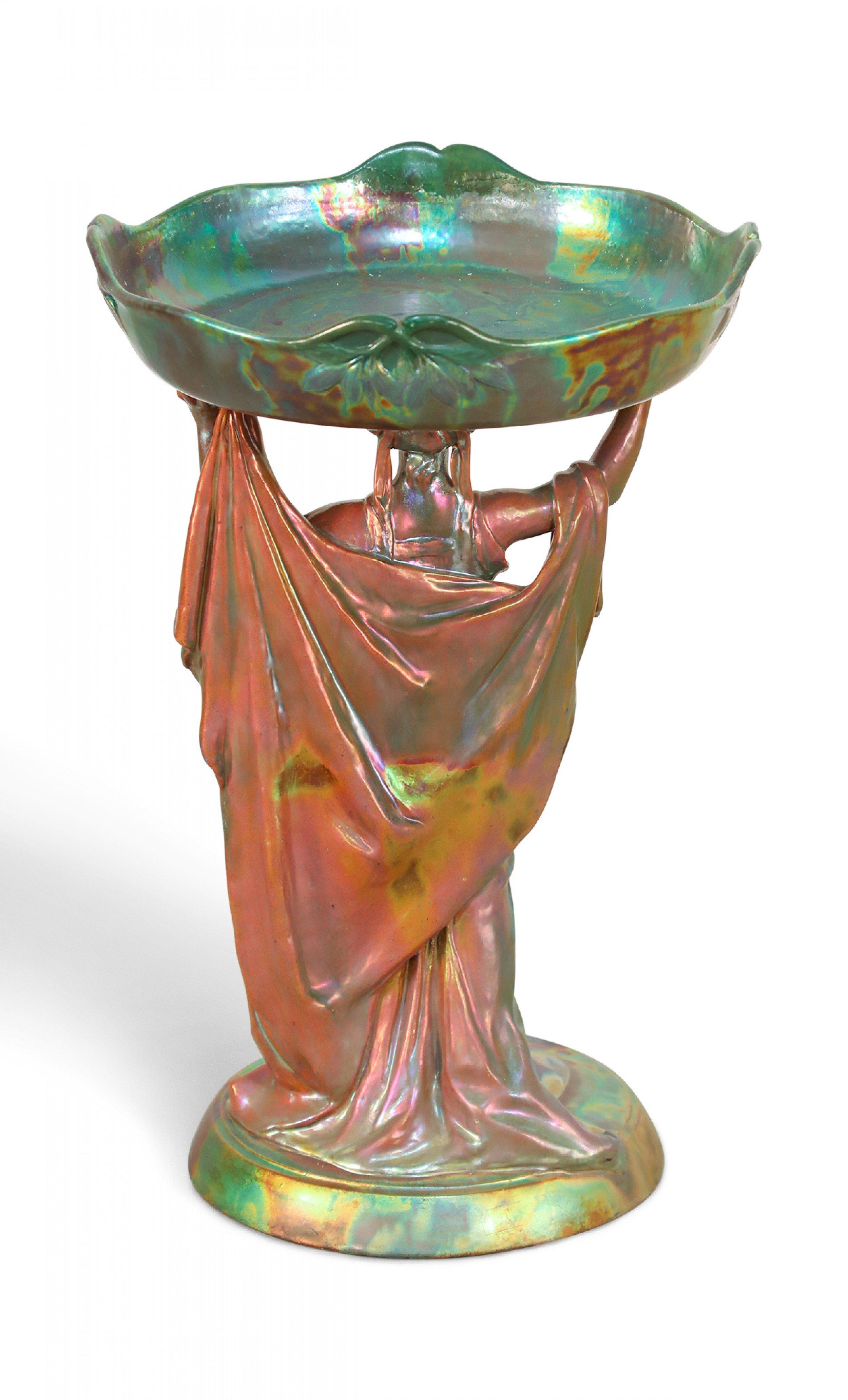 Art Nouveau Zsolnay Opalescent Porcelain Centerpiece For Sale 2