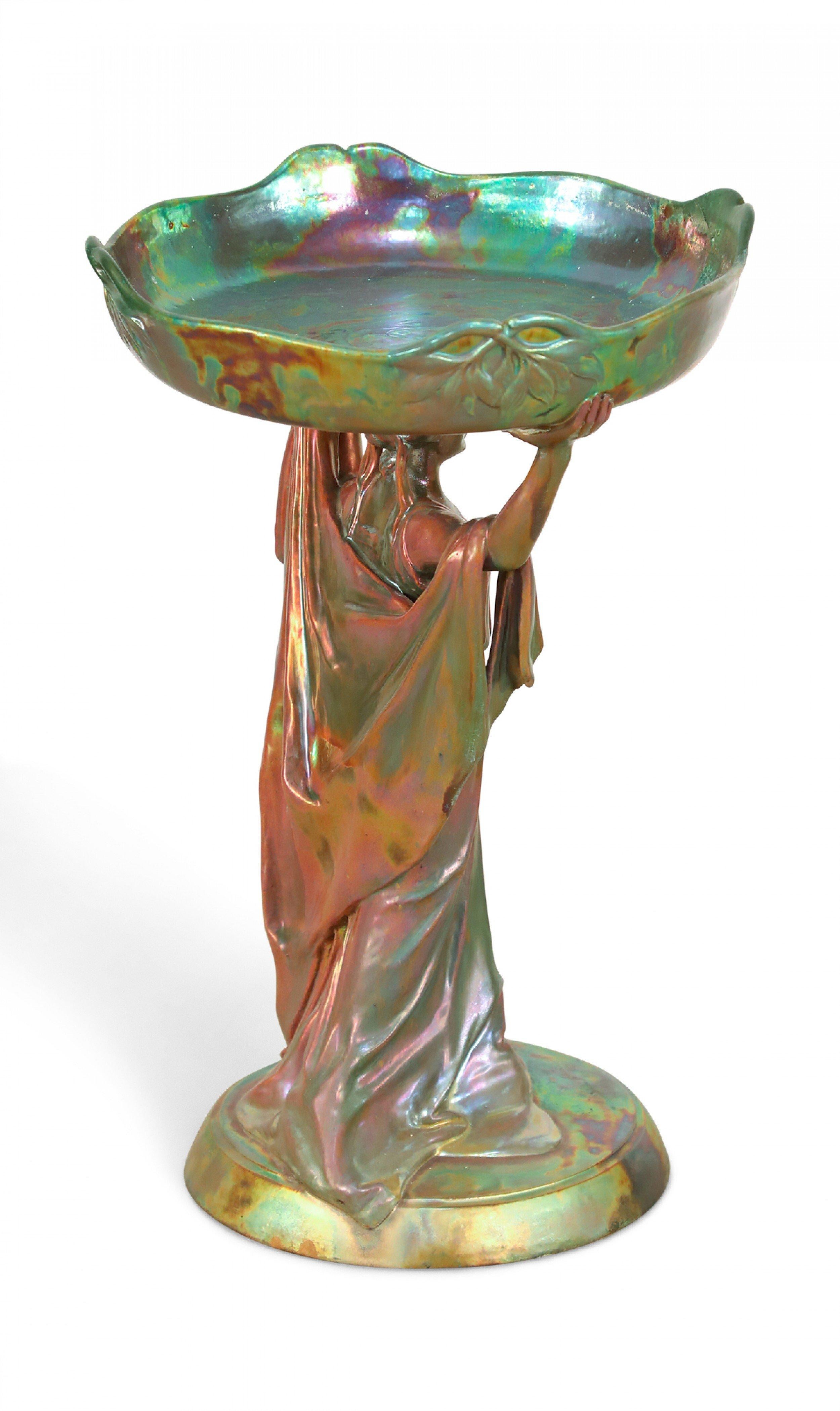 Art Nouveau Zsolnay Opalescent Porcelain Centerpiece For Sale 3