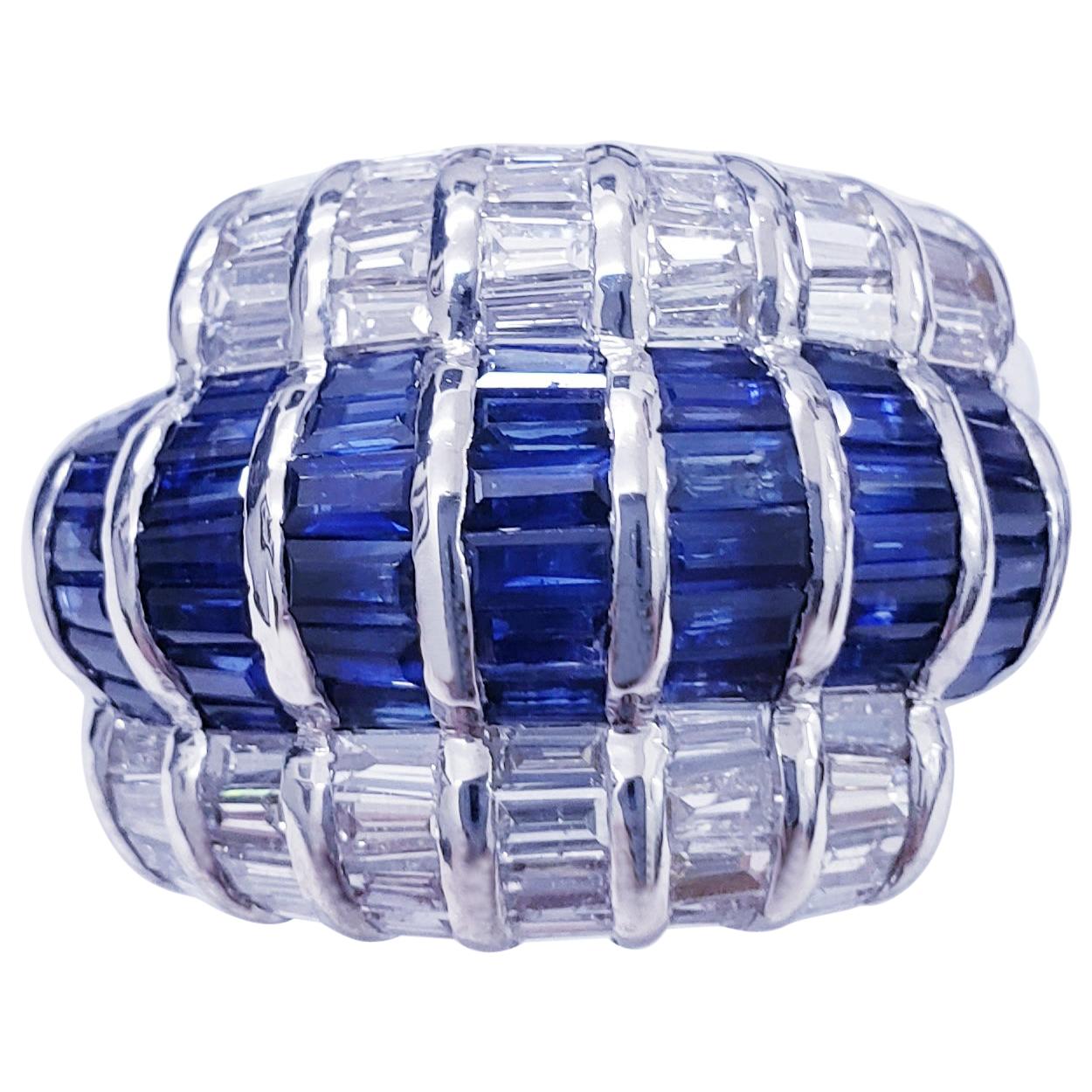 Le Vian 5,02 Karat Gesamtgewicht Diamanten und blaue Saphire Cocktail-Ring 18k im Angebot