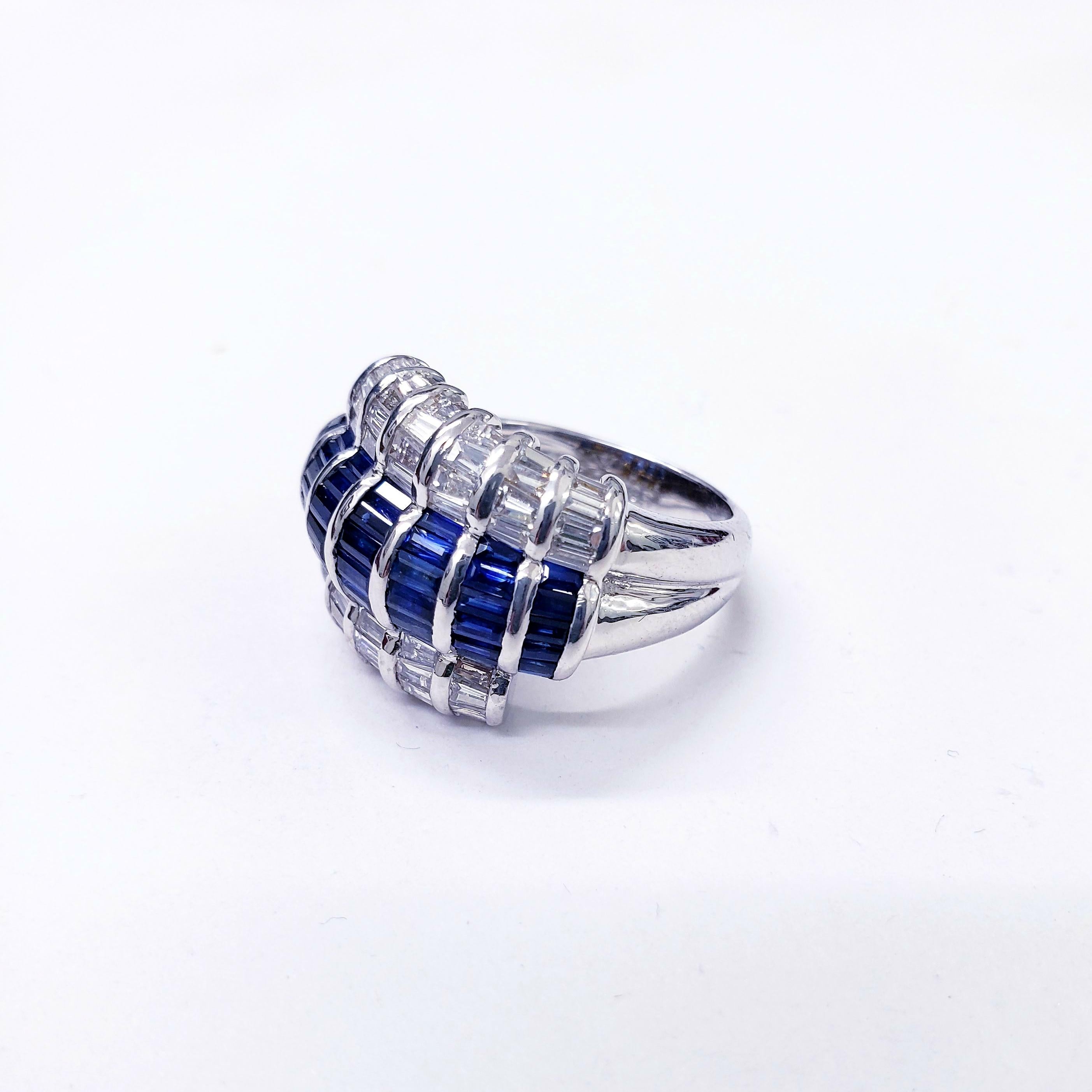 Women's Le Vian 5.02 Carat Total Weight Diamonds and Blue Sapphires Cocktail Ring 18k For Sale