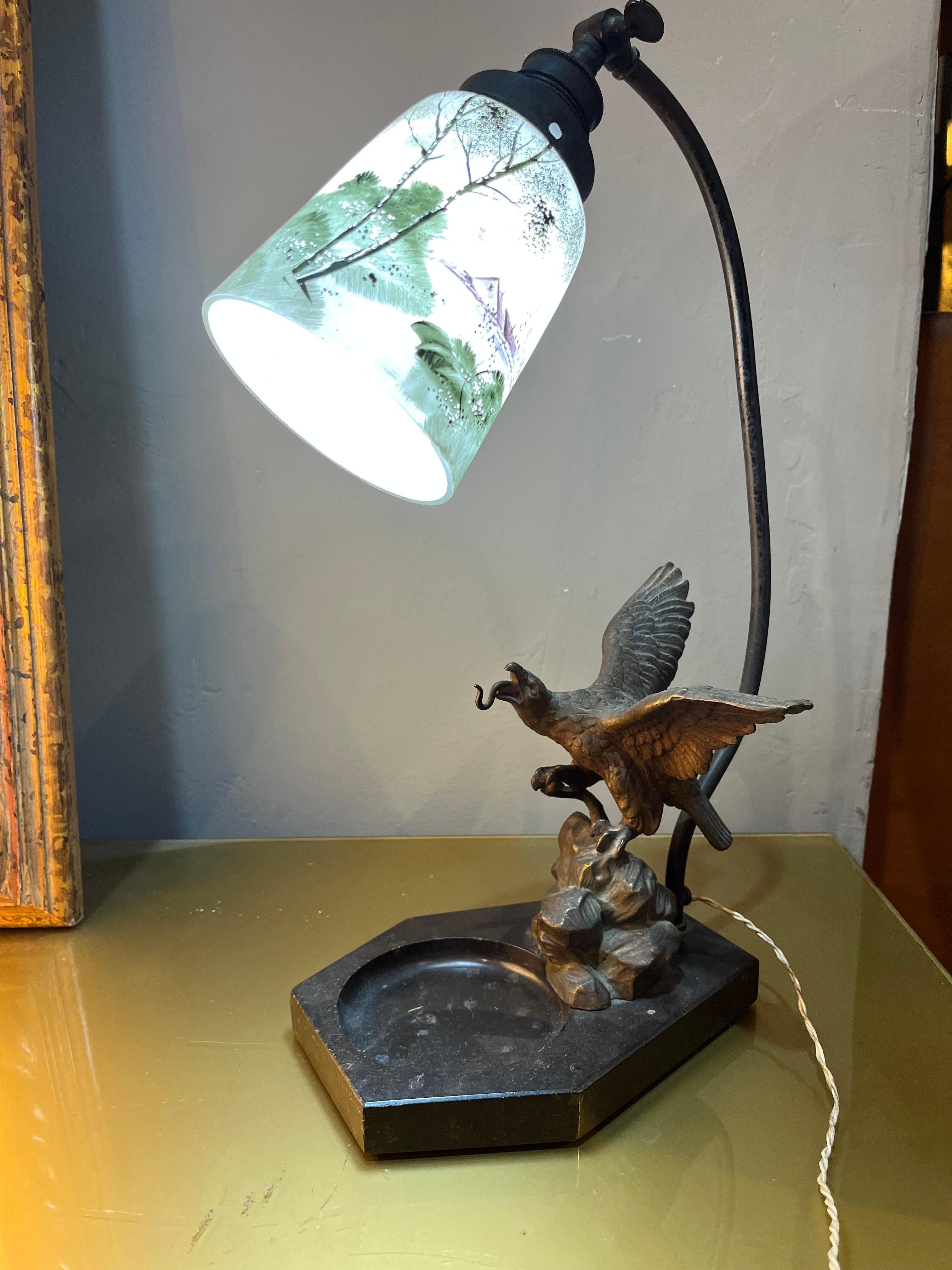 art nouveu lamp with eagle as base For Sale 4