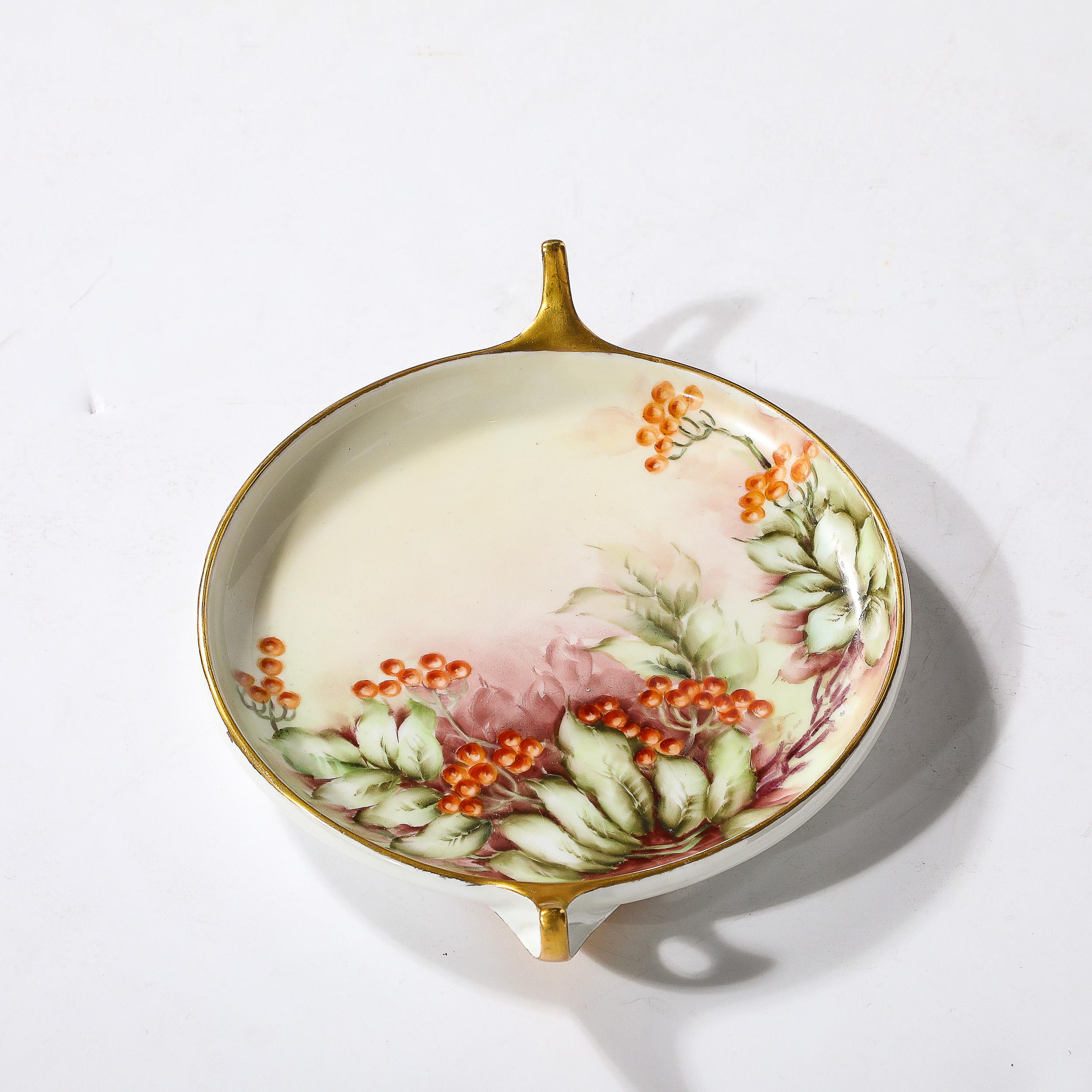 Art Nouveau Porcelain Donatello Pattern Dish w Gilt Handles & Motif by Rosenthal For Sale 6