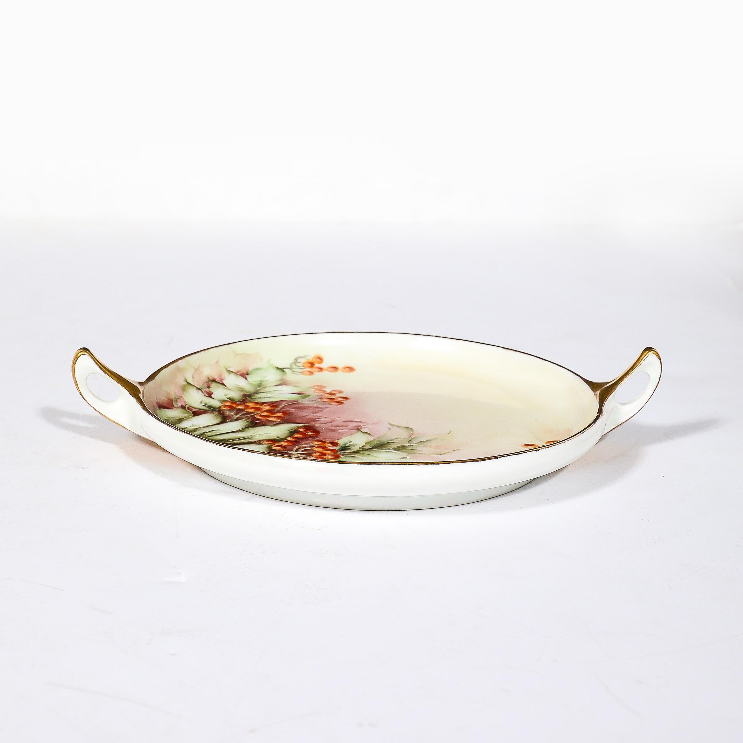 Art Nouveau Porcelain Donatello Pattern Dish w Gilt Handles & Motif by Rosenthal For Sale 10