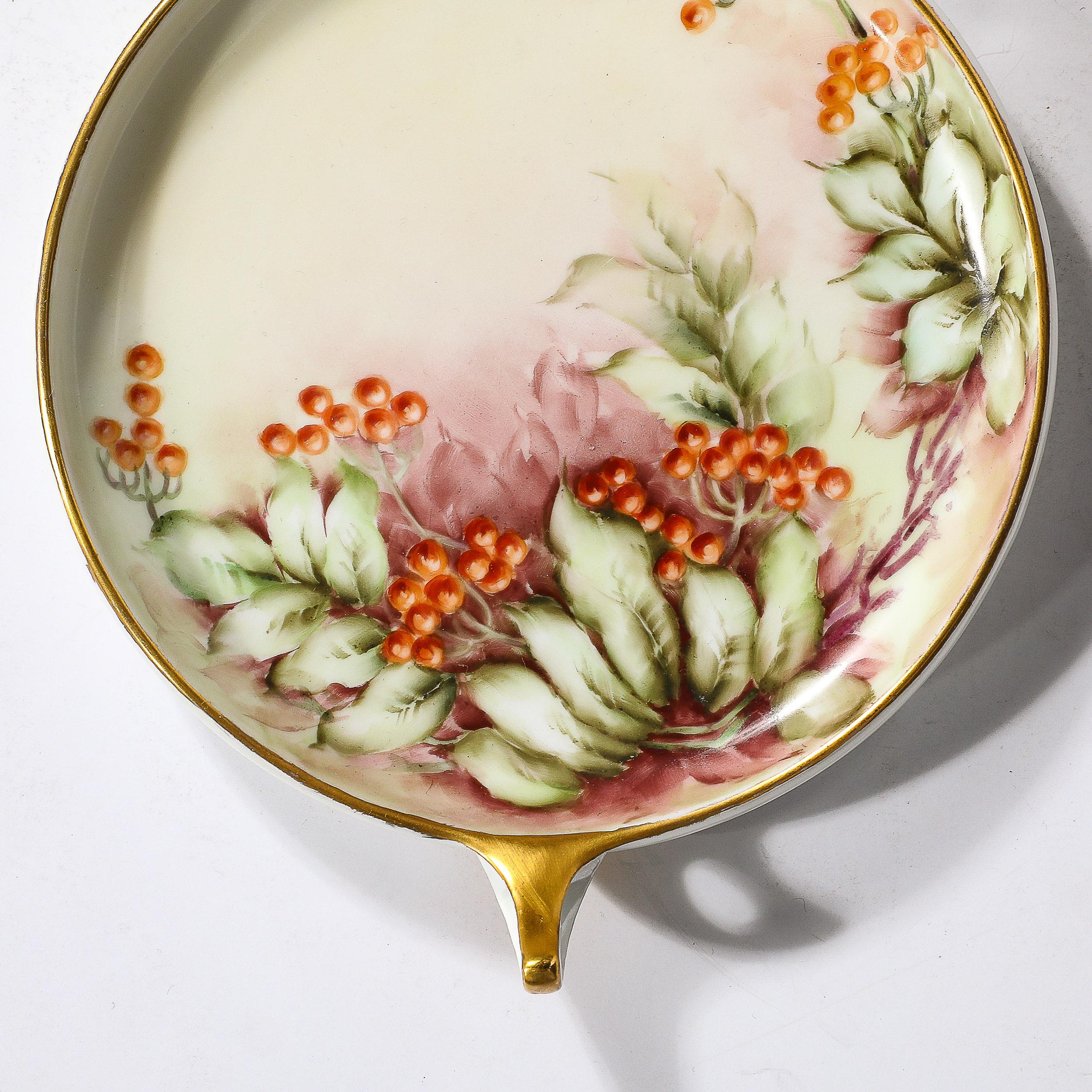 Art Nouveau Porcelain Donatello Pattern Dish w Gilt Handles & Motif by Rosenthal For Sale 1