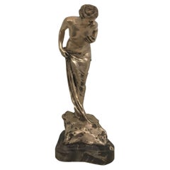 Antique Art Nouveu Woman Sign: Ruini, Materials: Marble and Silver Plated Bronze