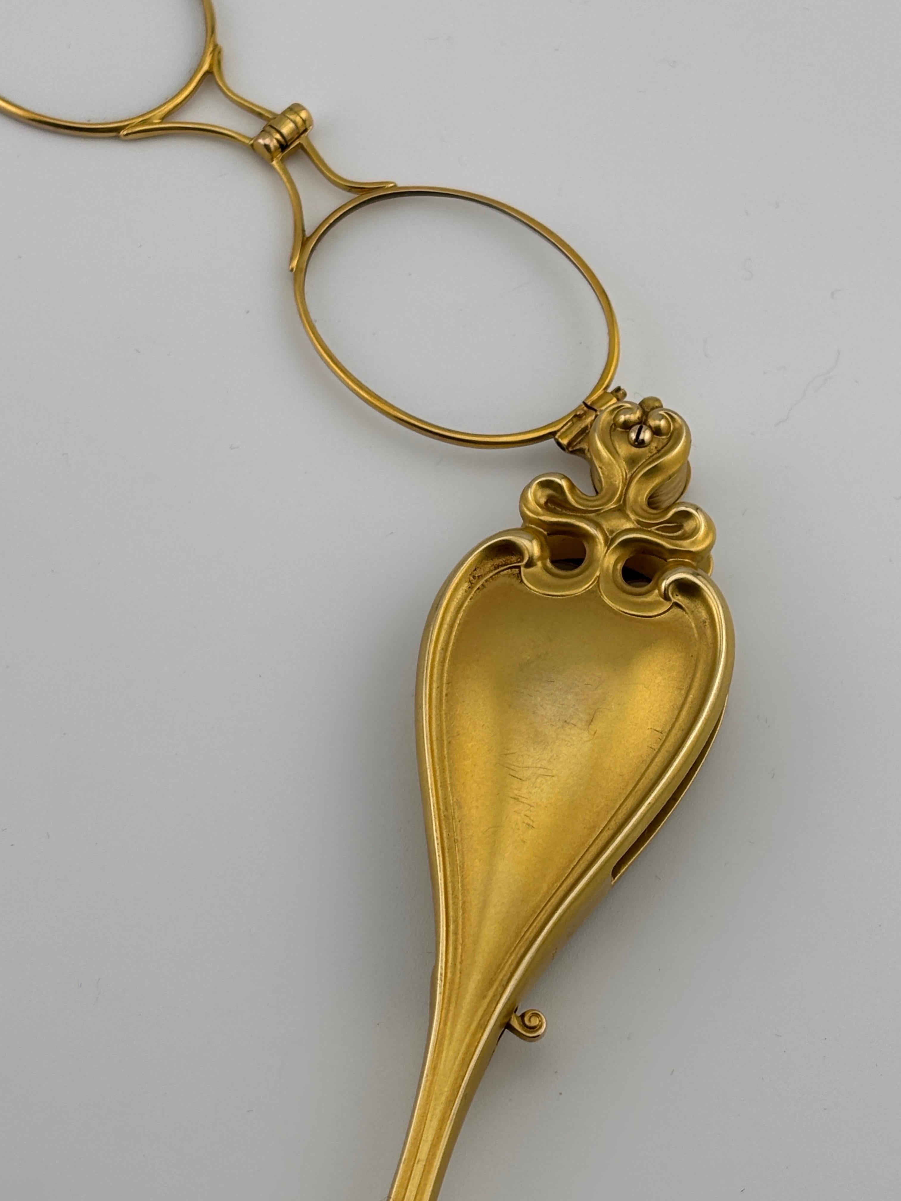 Lorgnette Art Noveau en or jaune 14k en vente 6