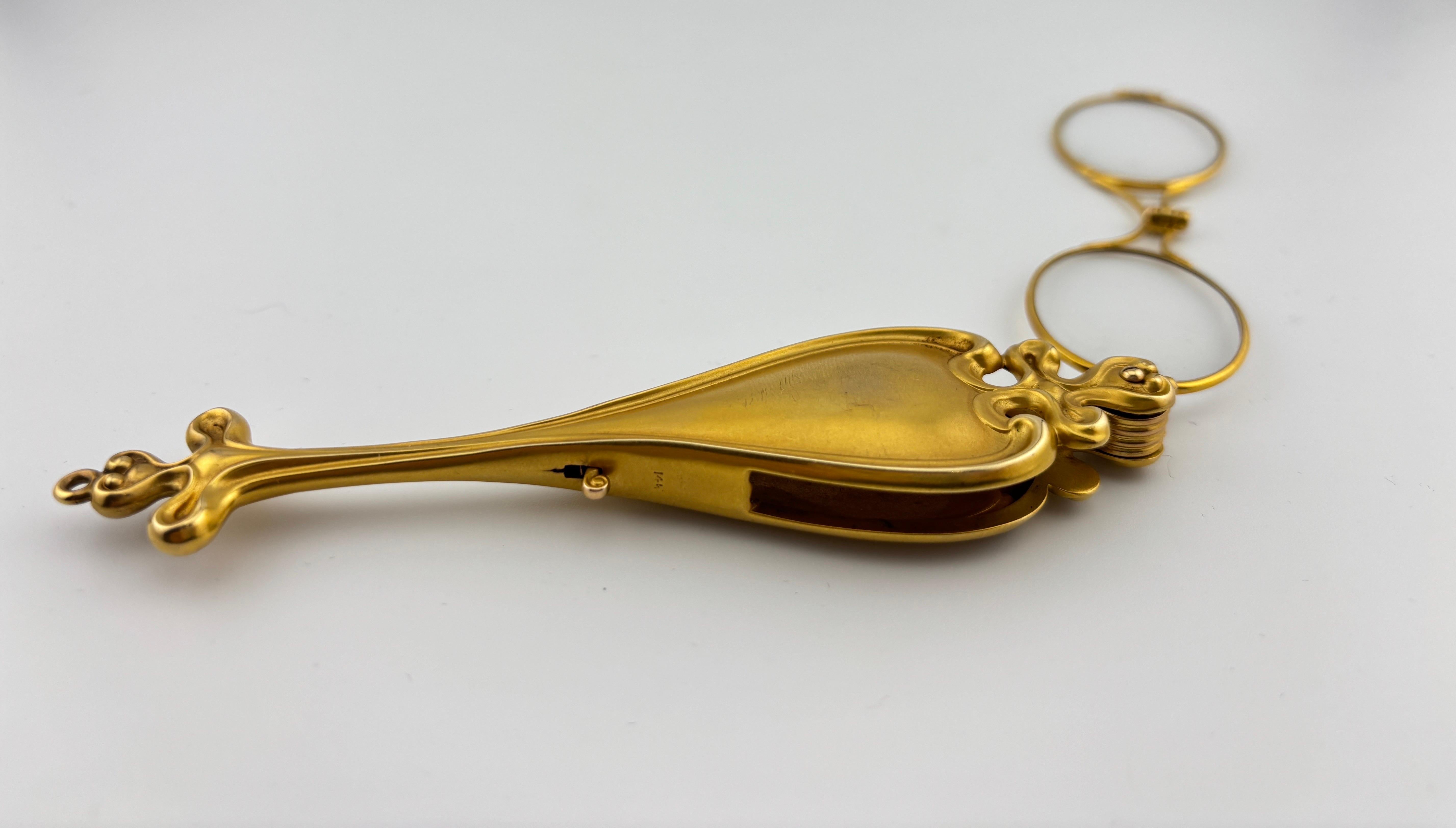 Lorgnette Art Noveau en or jaune 14k en vente 7