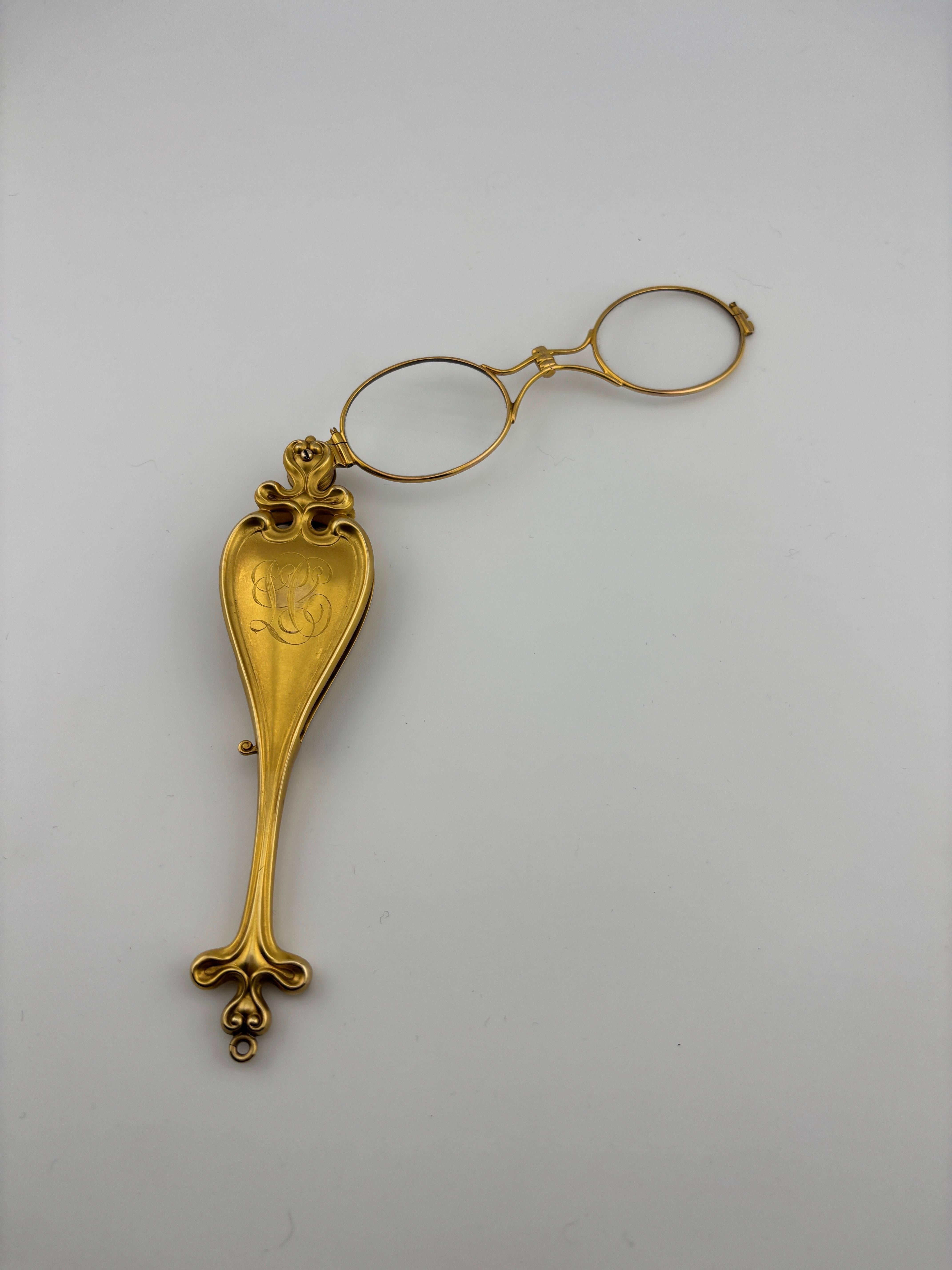Lorgnette Art Noveau en or jaune 14k en vente 8