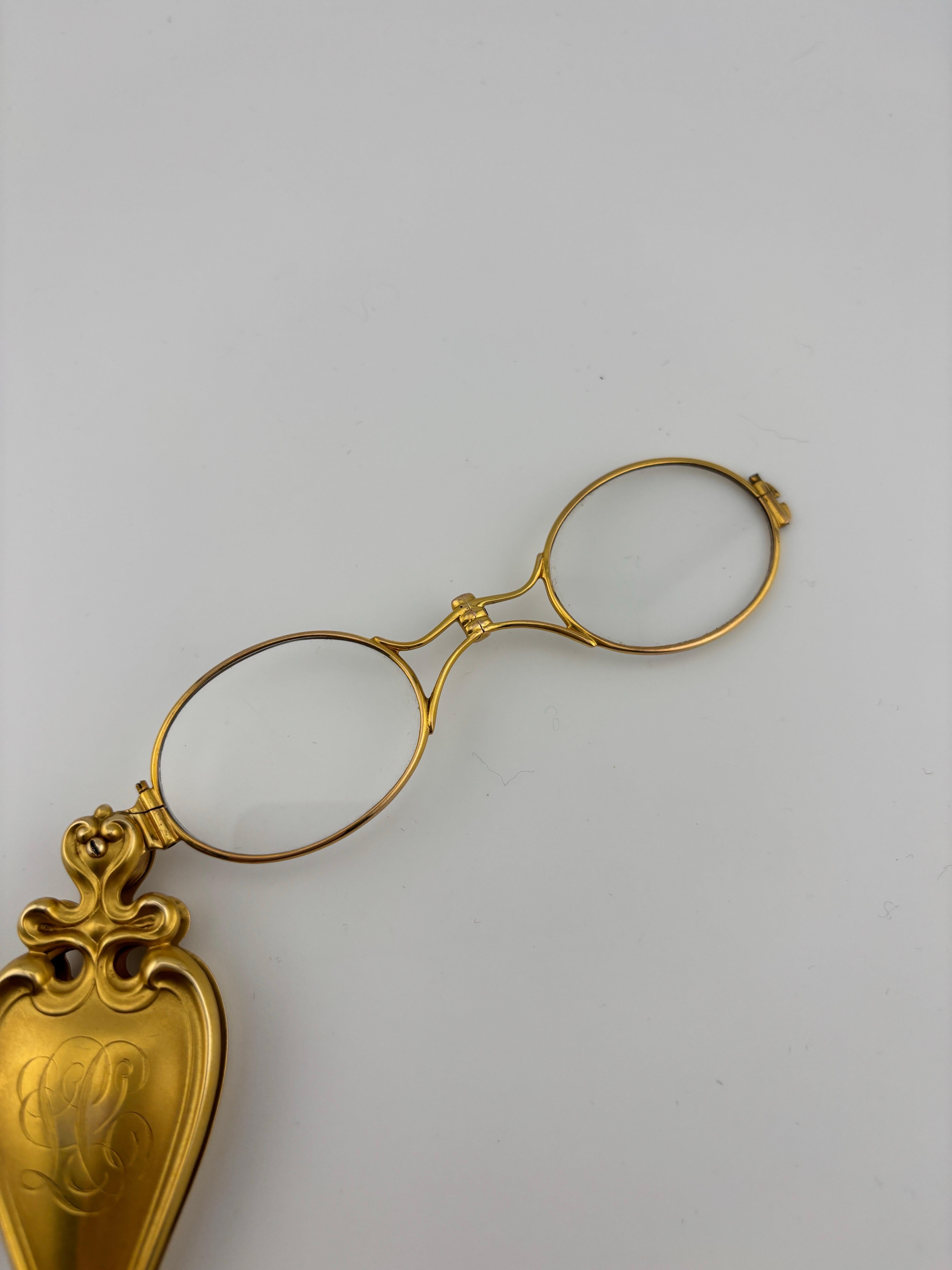 Lorgnette Art Noveau en or jaune 14k en vente 9
