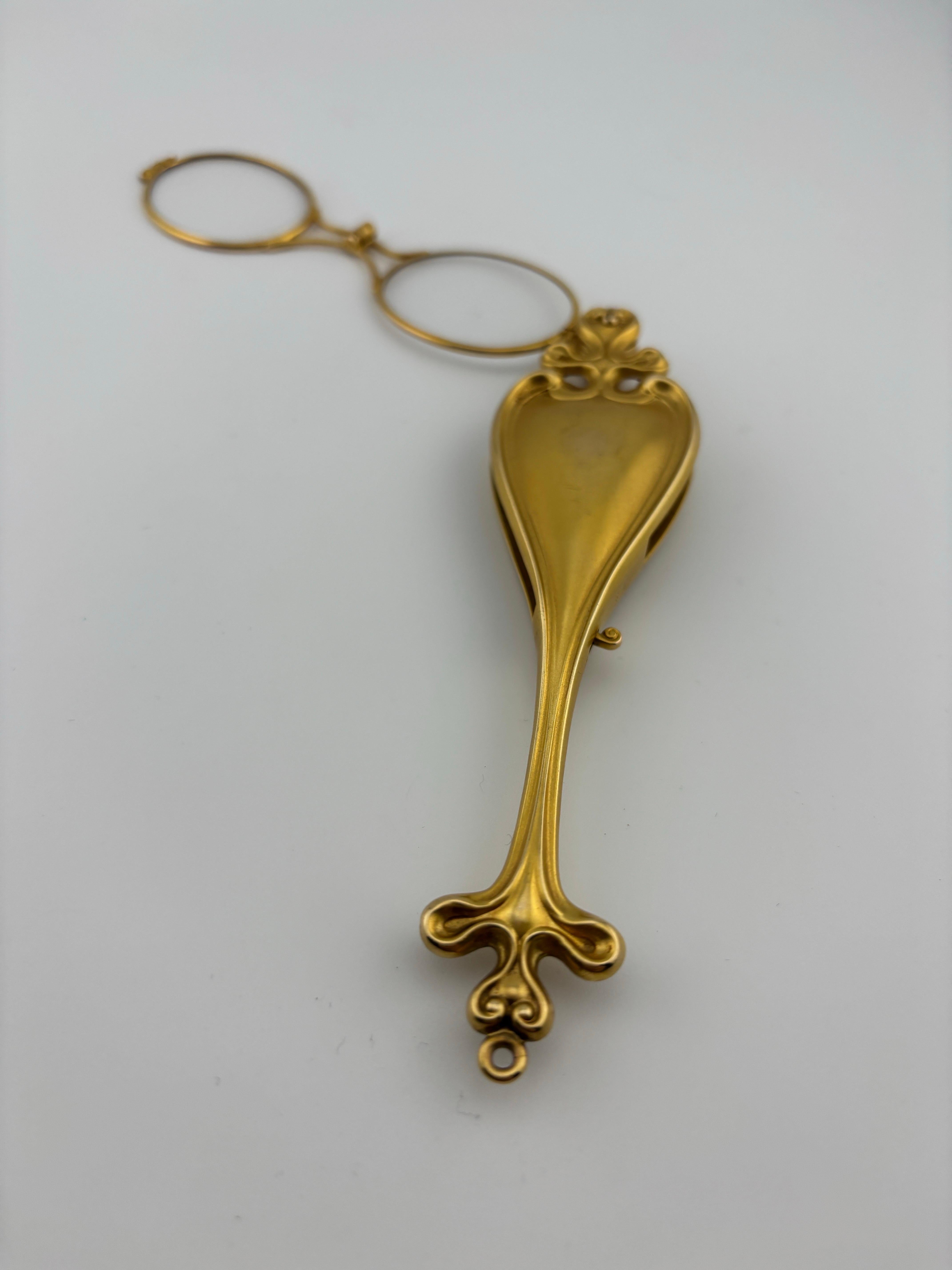 Lorgnette Art Noveau en or jaune 14k en vente 10