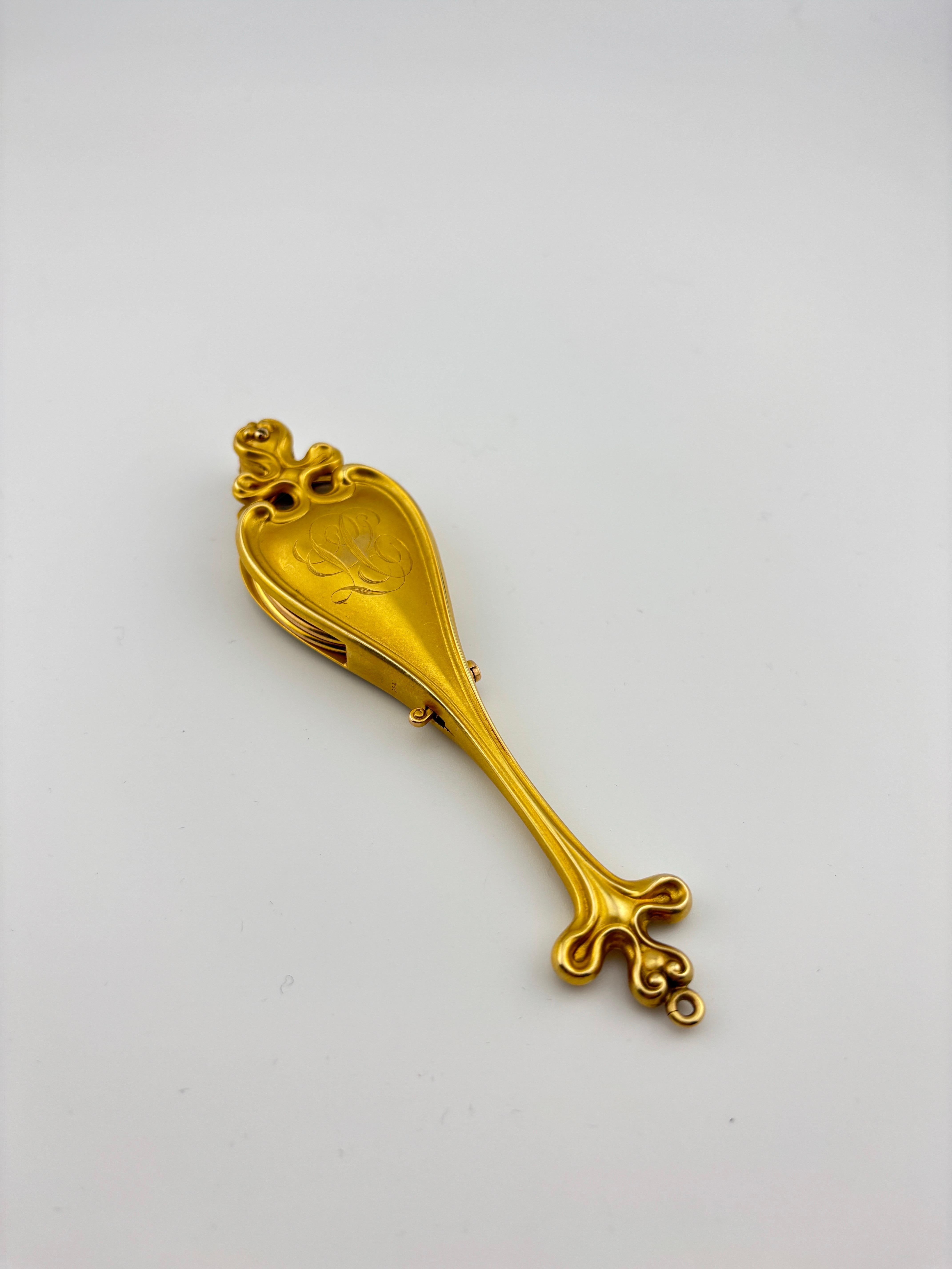 Art nouveau Lorgnette Art Noveau en or jaune 14k en vente