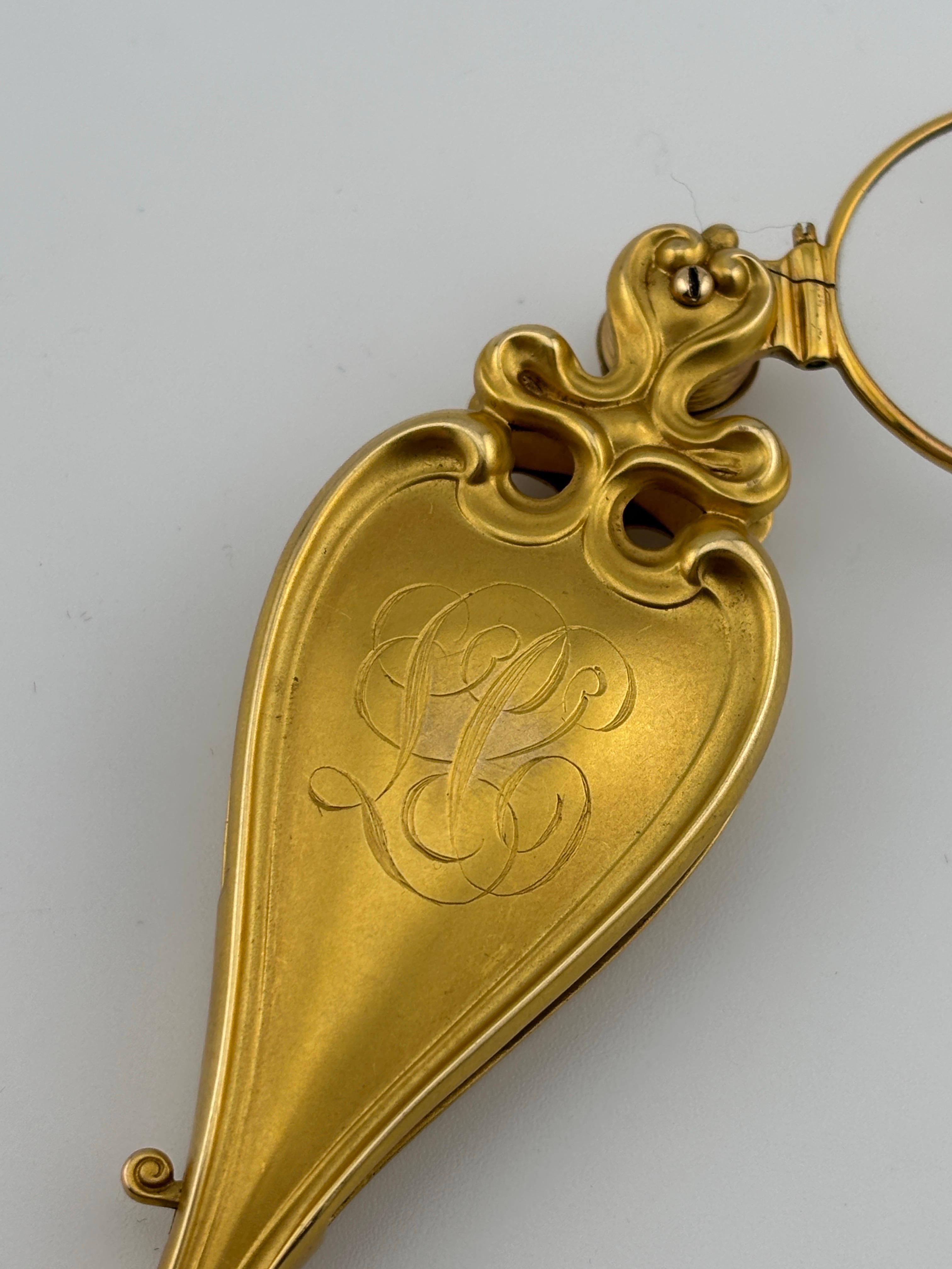 Lorgnette Art Noveau en or jaune 14k Unisexe en vente