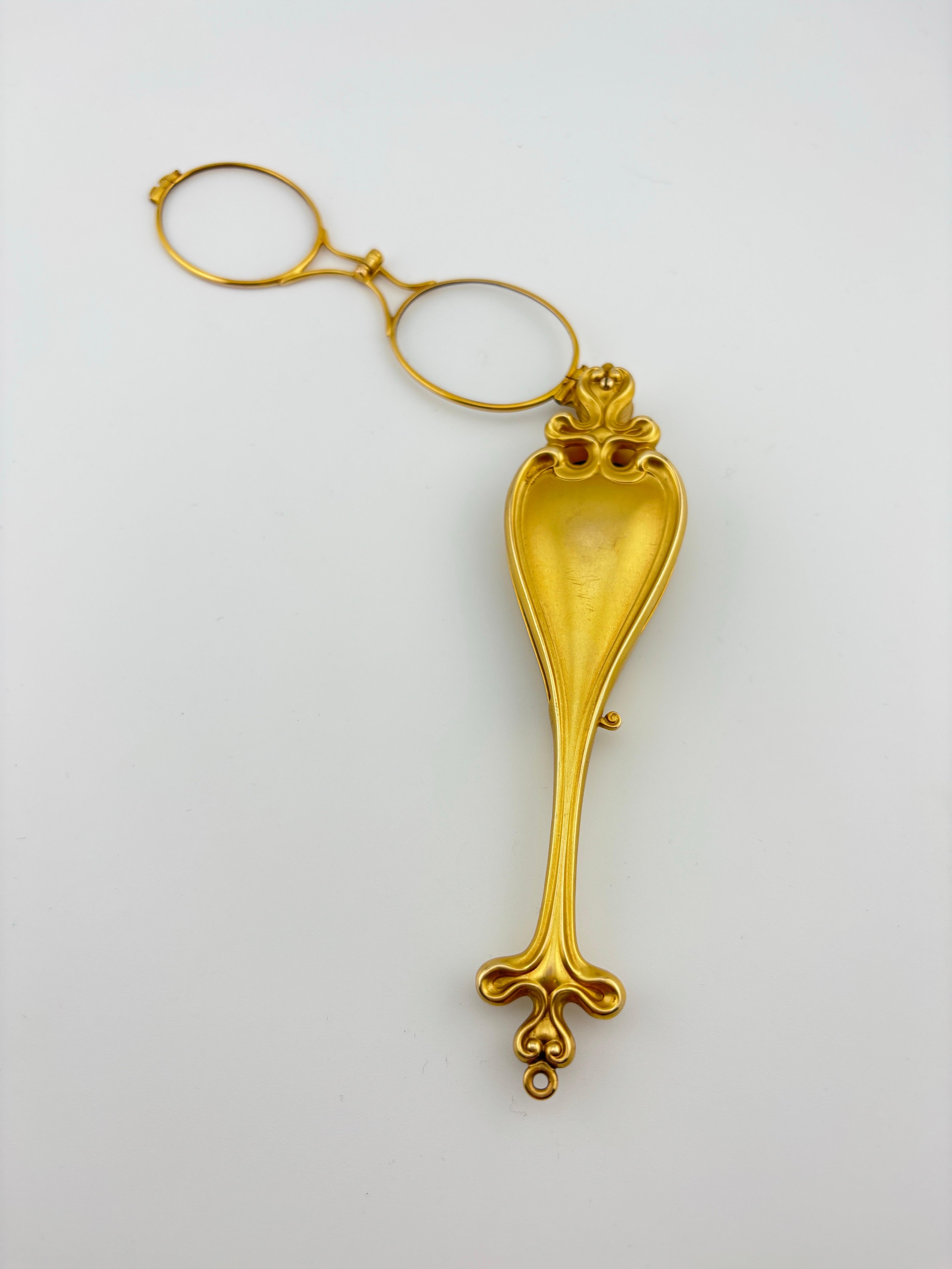 Lorgnette Art Noveau en or jaune 14k en vente 3