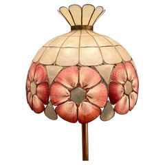 Art Noveau Antique Capiz Shell & Brass Floor Lamp