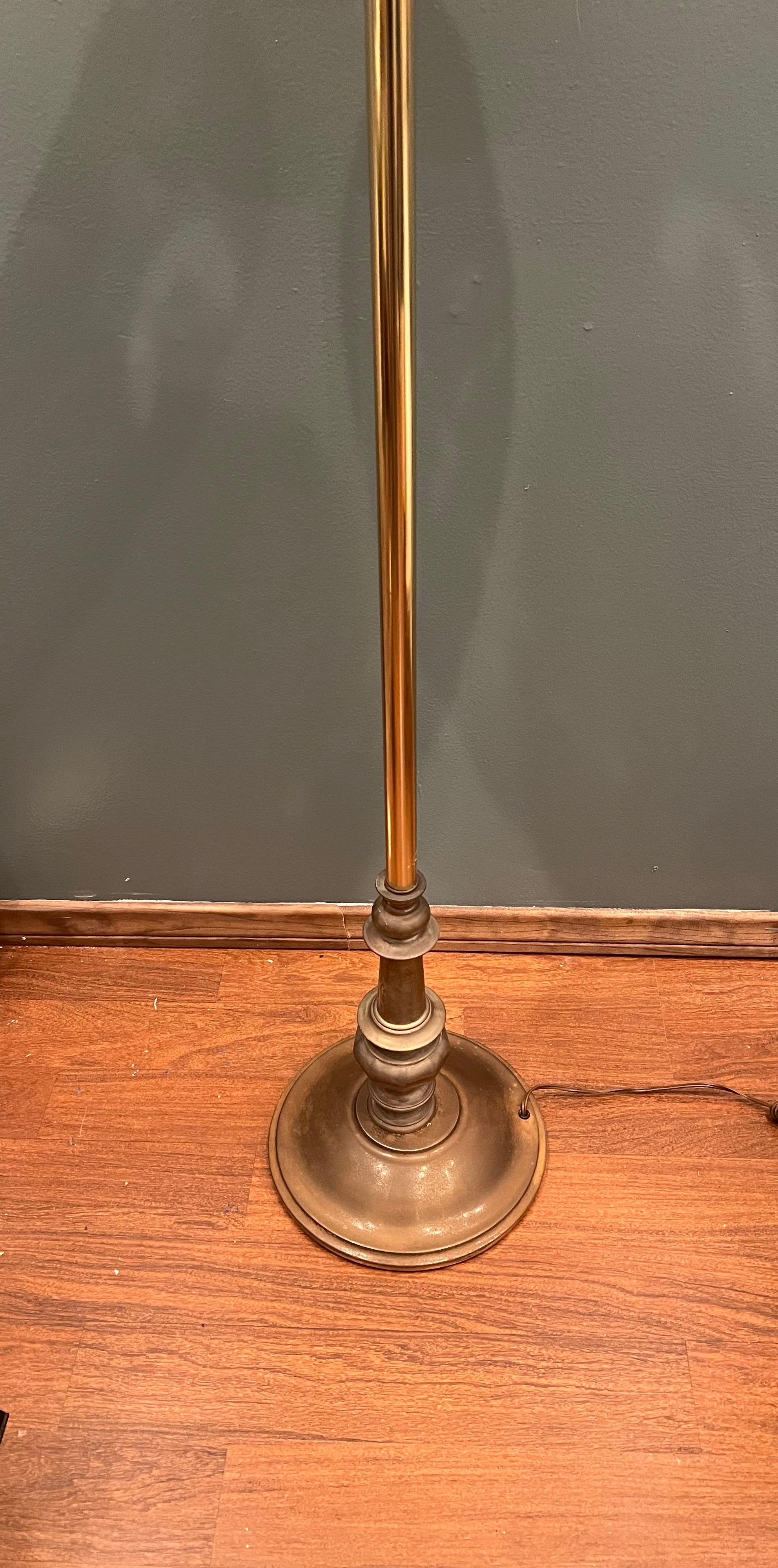 American Art Noveau Antique Capiz Shell & Brass Floor Lamp