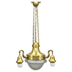 Art Noveau Brass Chandelier, Restored, Germany, 1920's