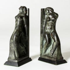 Art Noveau Bronze Bookends by Axel Gute, Sweden, 1920s