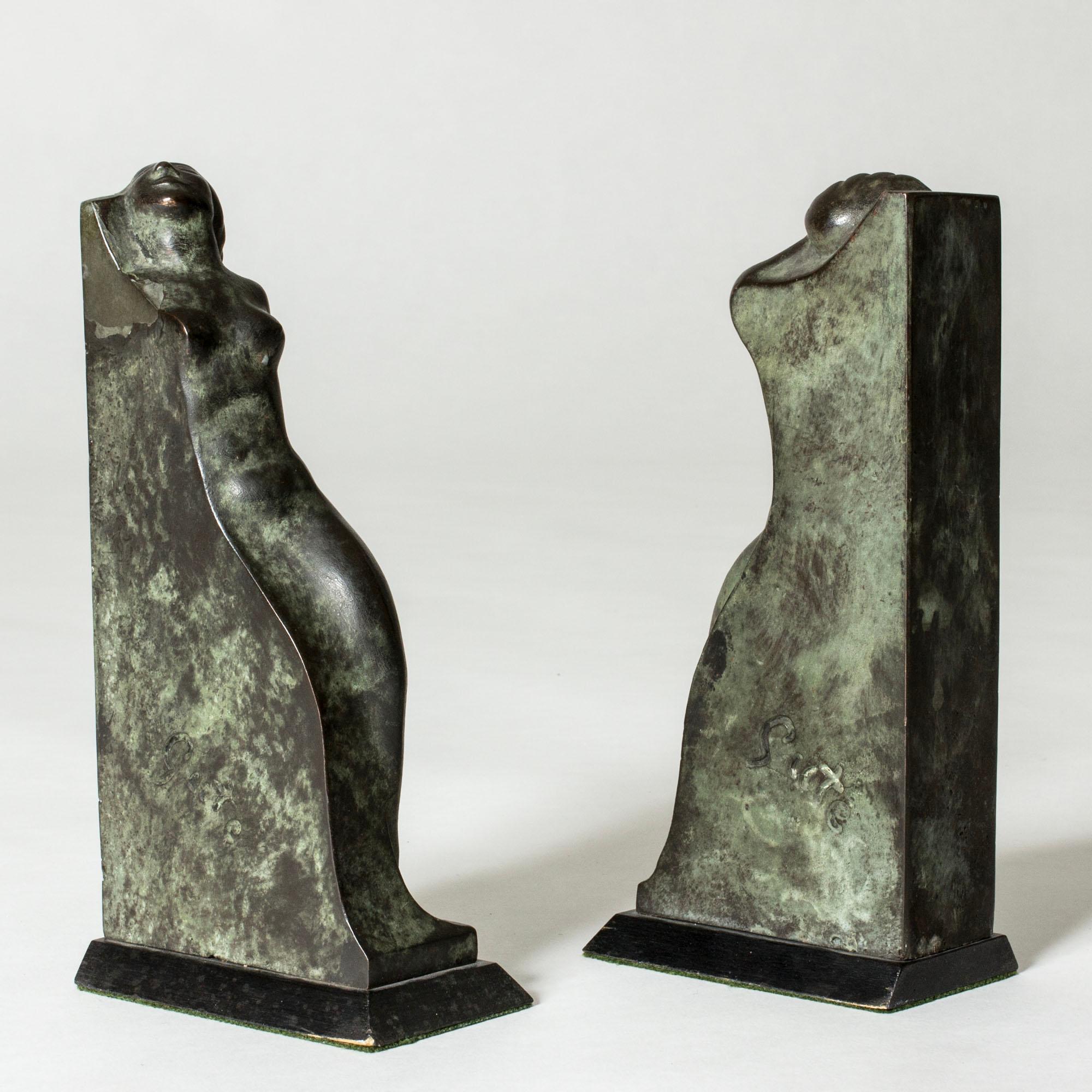 Swedish Art Noveau Bronze Bookends by Axel Gute, Sweden, 1920s