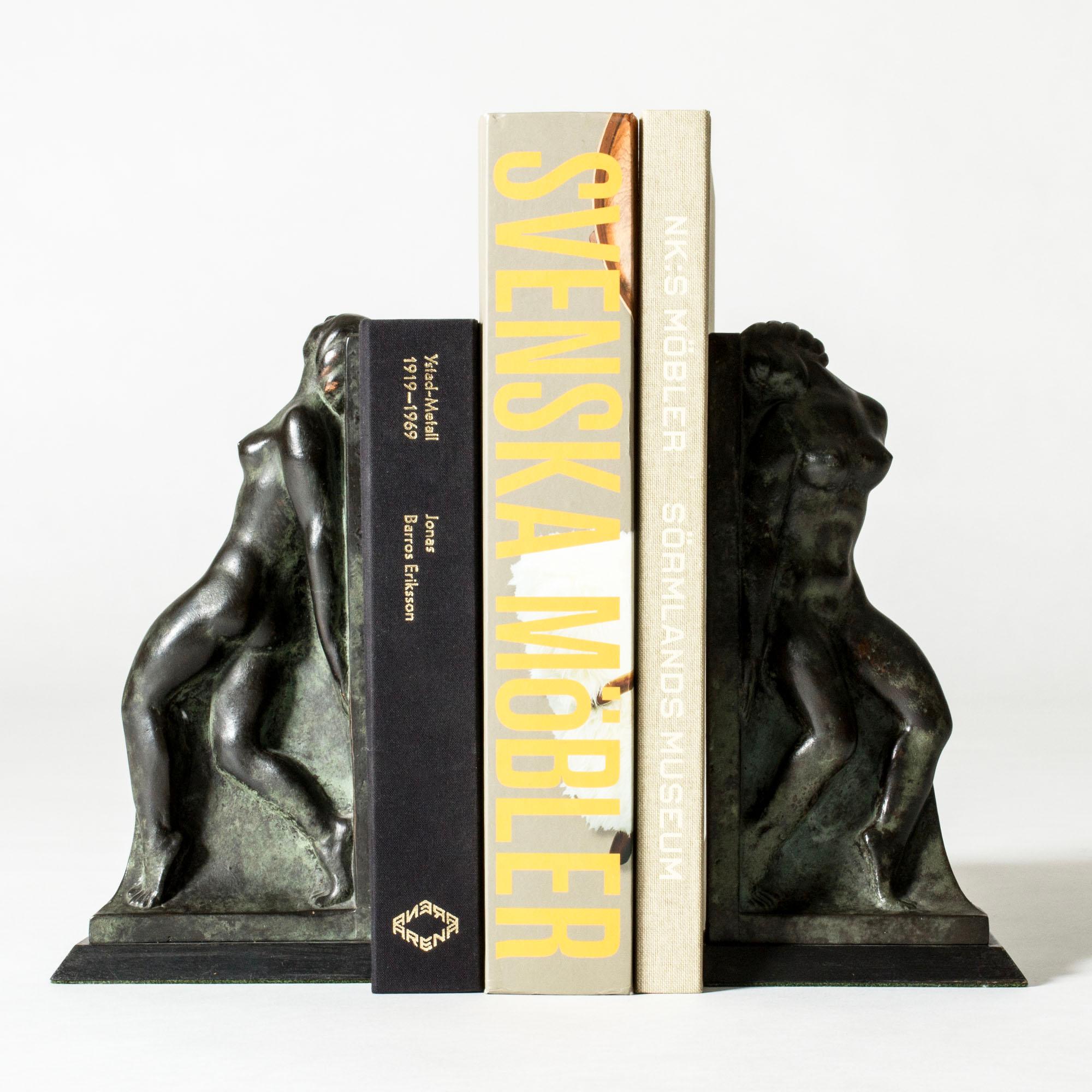 Early 20th Century Art Noveau Bronze Bookends by Axel Gute, Sweden, 1920s