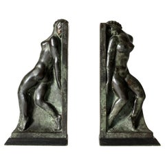 Art Noveau Bronze Bookends by Axel Gute, Sweden, 1920s