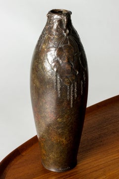 Art Noveau Bronze vase by Hugo Elmqvist, Sweden, ca 1900