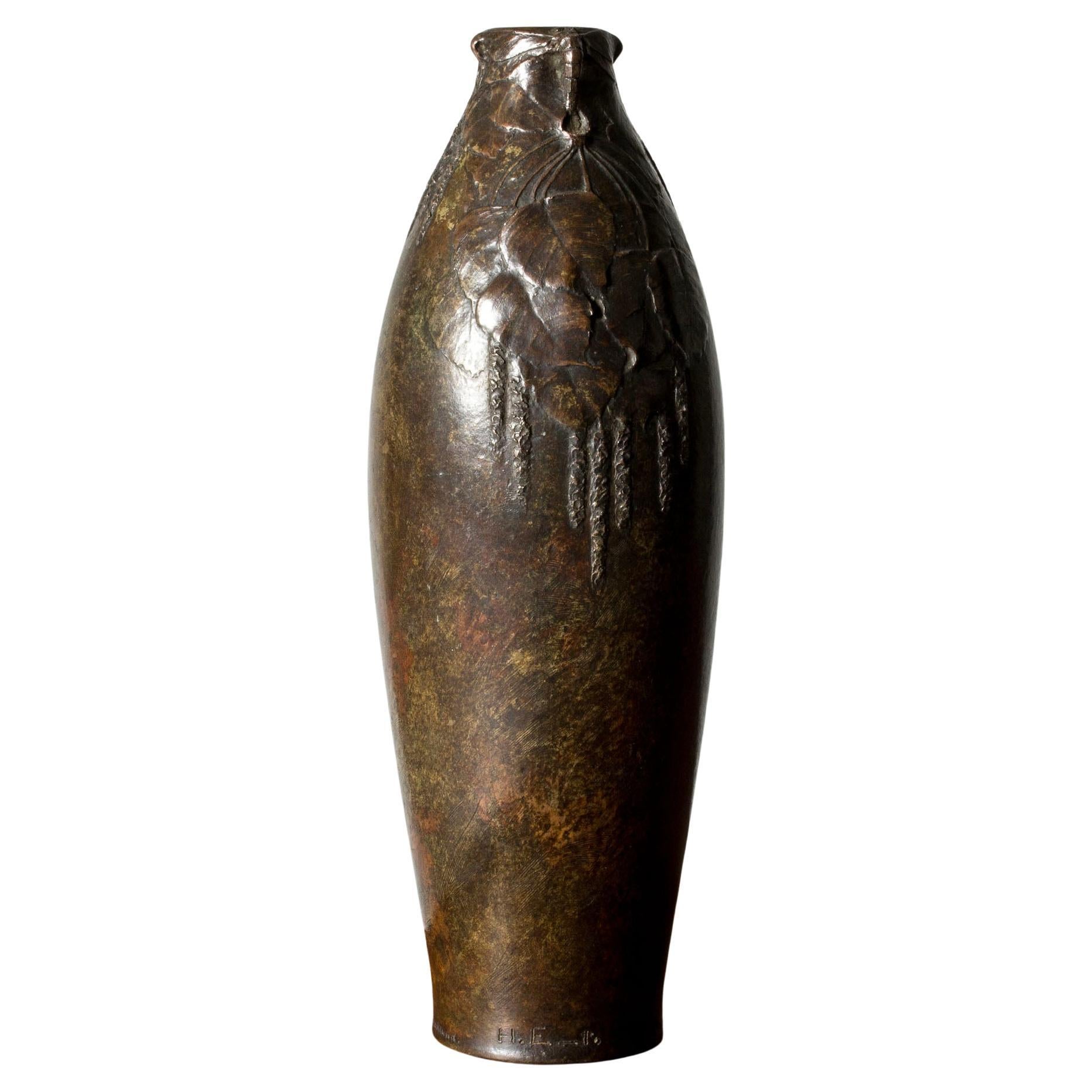 Art Noveau Bronze vase by Hugo Elmqvist, Sweden, ca 1900