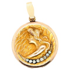 Art Noveau Cameo Locket Pendant Necklace Vintage Antique Original 1910's