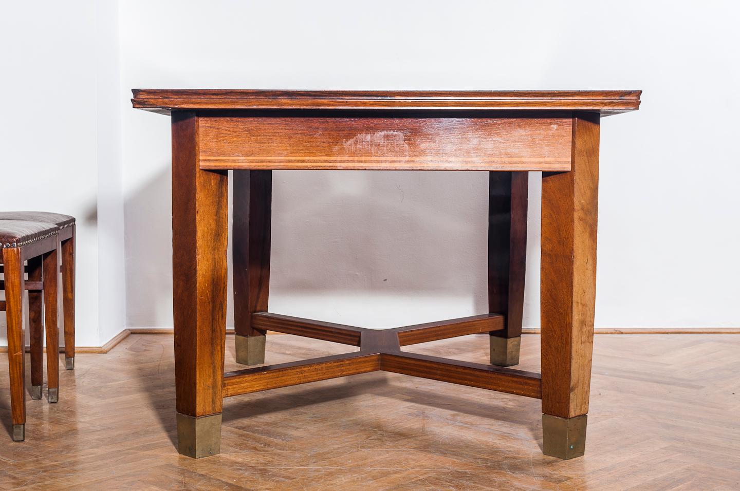 Austrian Art Noveau Dining Table and Six Dining Chairs designed by Koloman Moser For Sale