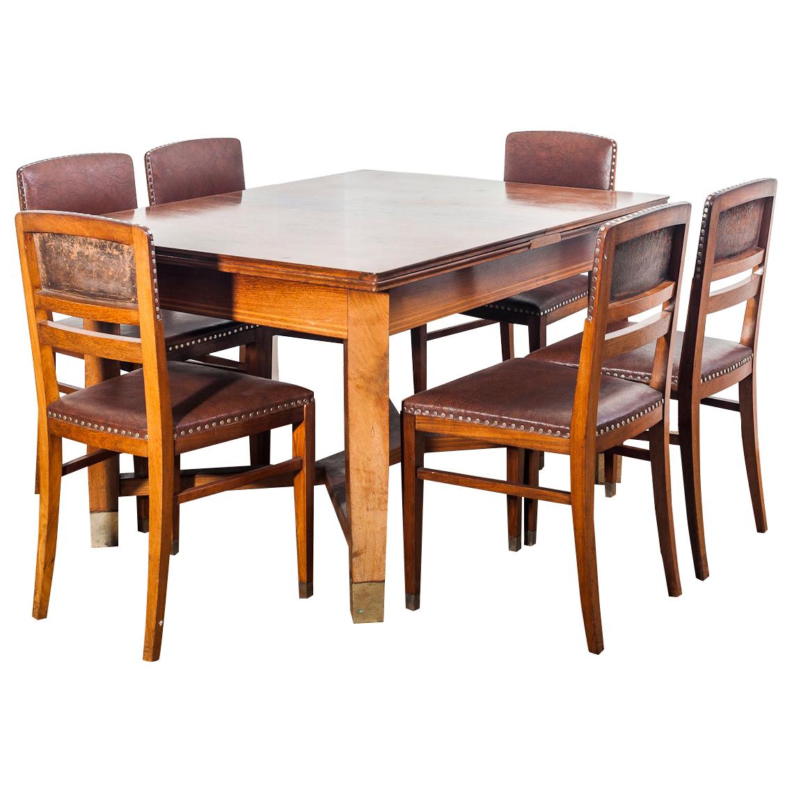 Art Noveau Dining Table and Six Dining Chairs designed by Koloman Moser For Sale